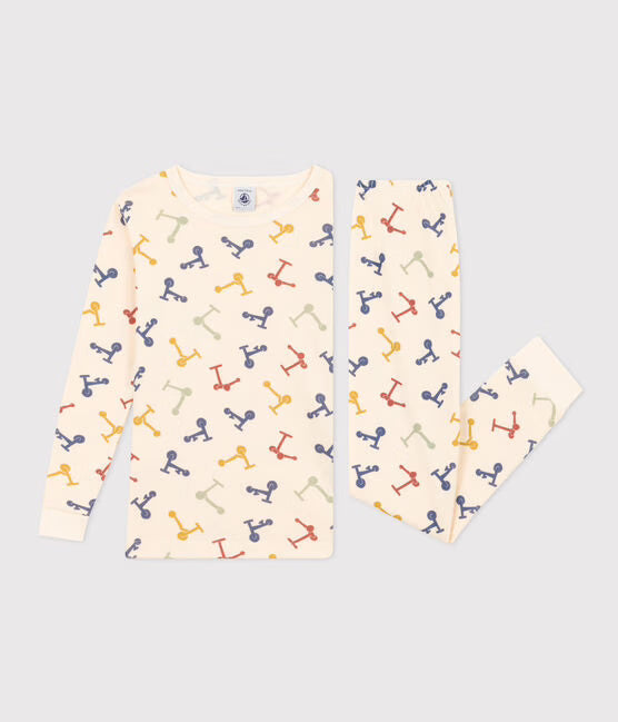 CHILDREN'S SCOOTER PRINT FITTED COTTON PYJAMAS-AVALANCHE white/MULTICO