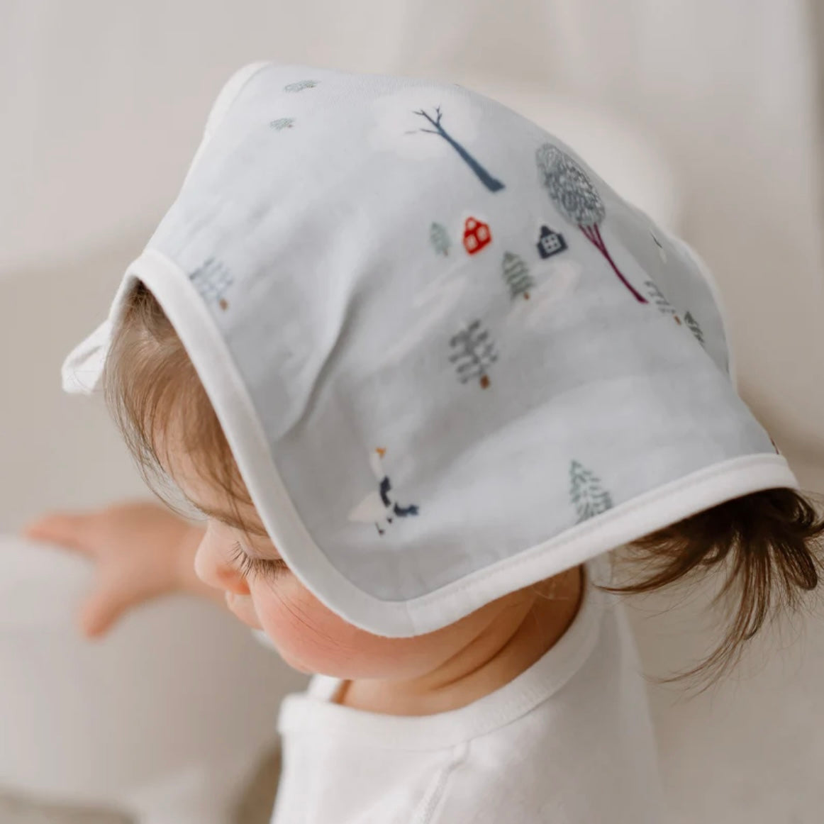 Nest Designs-4-Layer Baby Washcloth Set (3 Pack) - 25cm x 23cm Snowy Snuggles+Snow Angels+Stars White