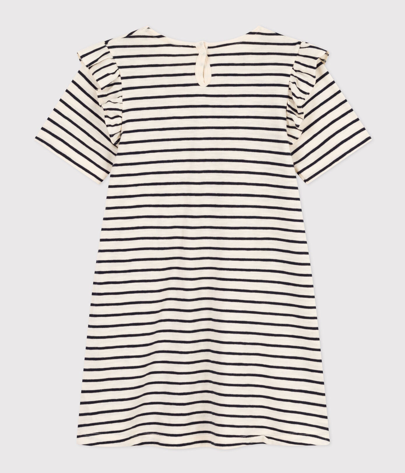 GIRLS' STRIPY SHORT-SLEEVED COTTON DRESS