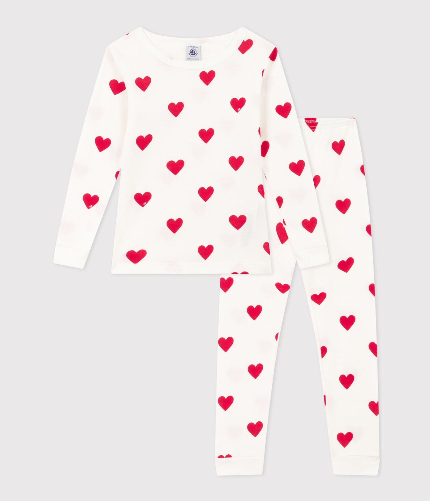 GIRLS' SNUGFIT HEART PATTERNED COTTON PYJAMAS