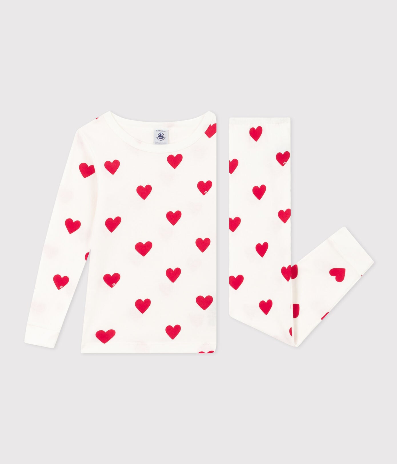 GIRLS' SNUGFIT HEART PATTERNED COTTON PYJAMAS