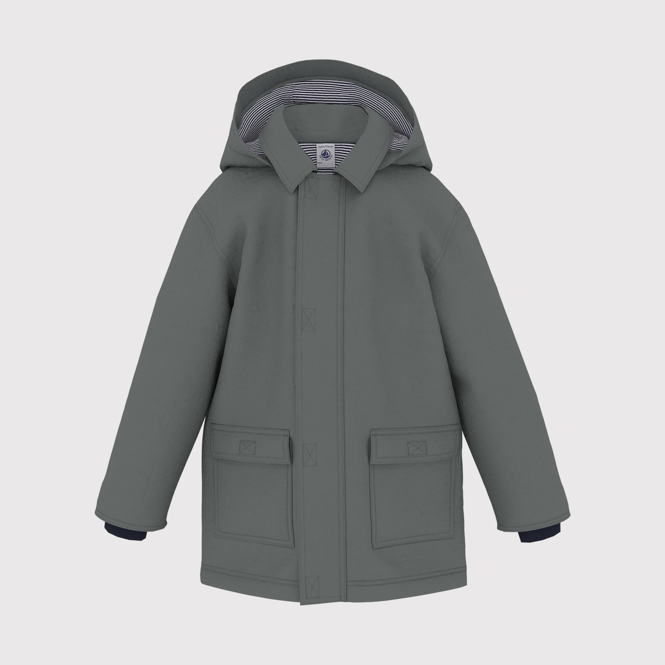 PETIT BATEAU-Kid Hooded Rain Jacket