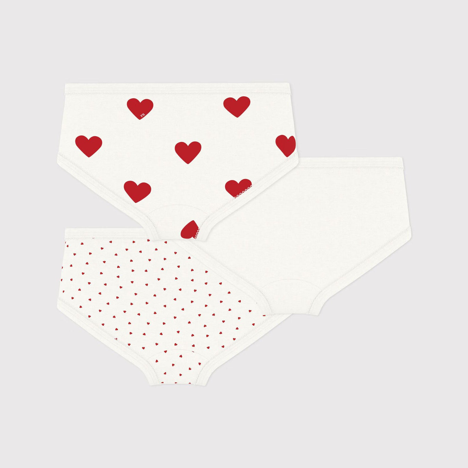Petit Bateau-Girls high-waisted cotton heart pattern knickers - 3-Pack