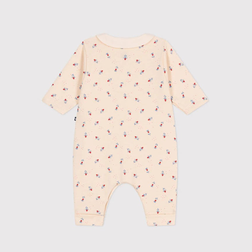 PETIT BATEAU-Babies  Floral Print Cotton Bodysuit With A Collar