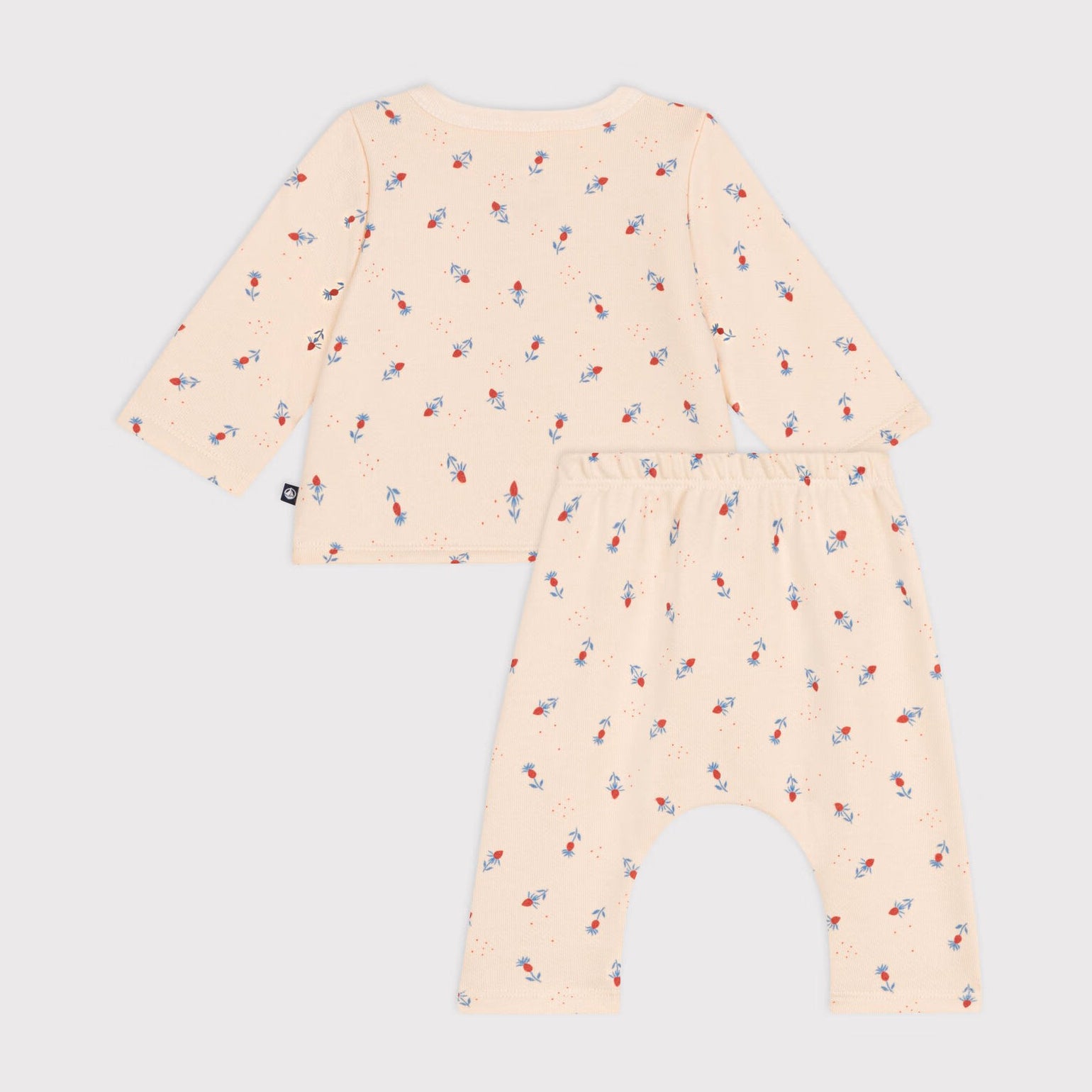 PETIT BATEAU-Baby Girls Pink Printed Logo Cotton Pajamas Set(2 Pack)