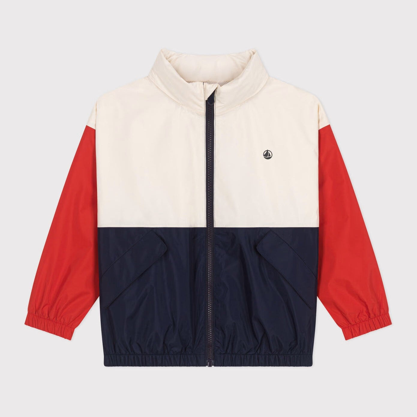 PETIT BATEAU-Boys Red And White Printed Logo Jacket