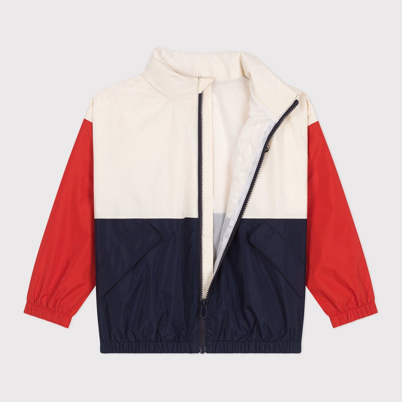 PETIT BATEAU-Boys Red And White Printed Logo Jacket