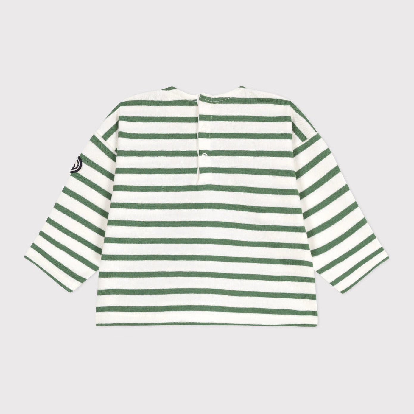 PETIT BATEAU-Baby Boys Green Stripe Embroidered Logo T-Shirt