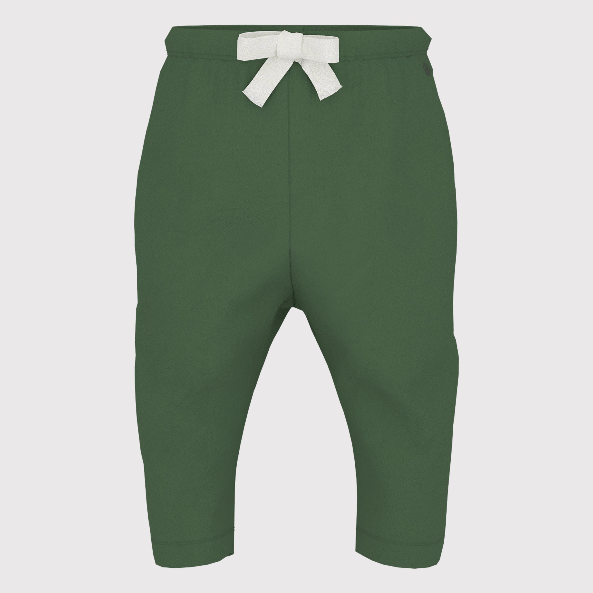 PETIT BATEAU-Baby Boys Green Embroidered Logo Cotton Trousers