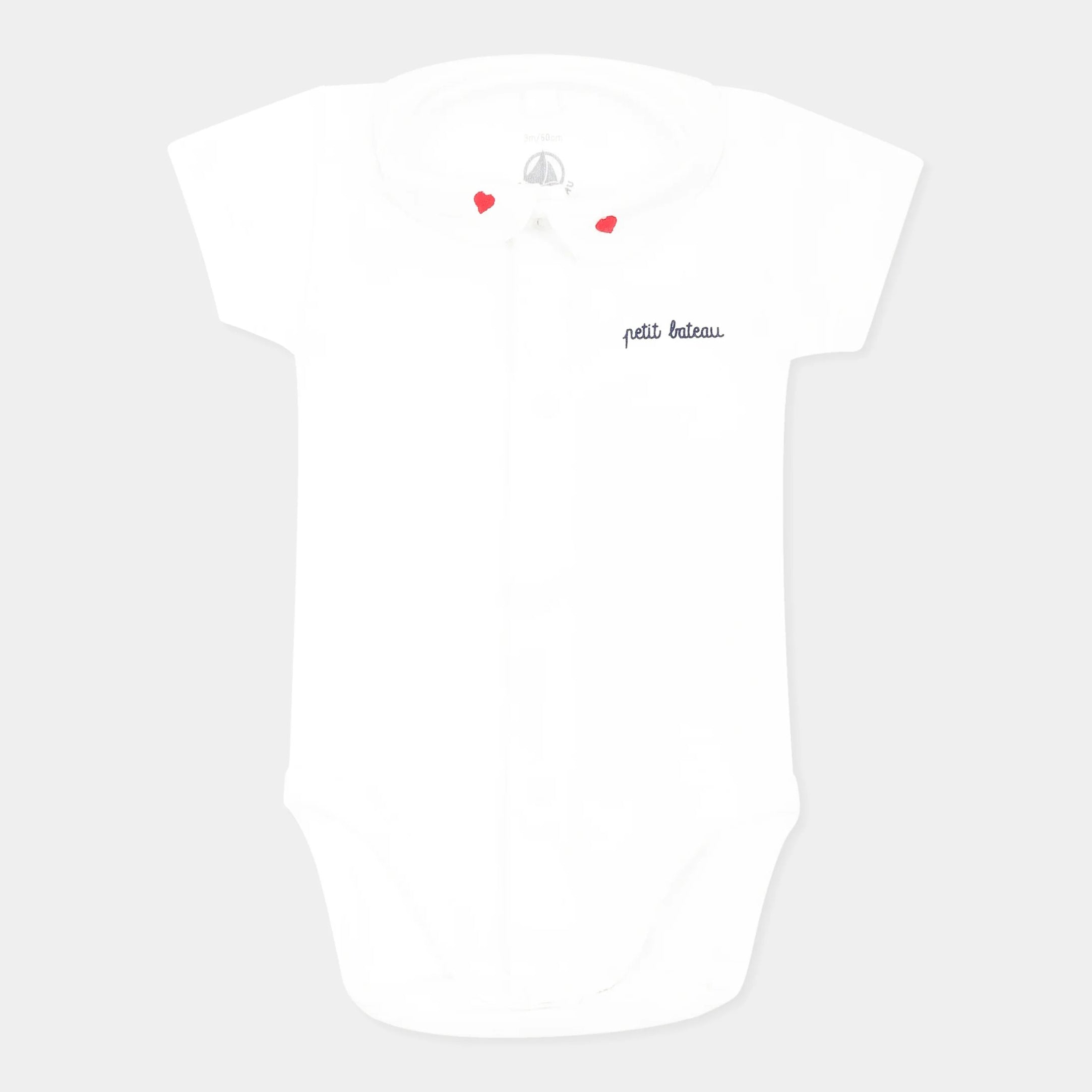 PETIT BATEAU-Baby Boys & Girls White Body Set With Hearts(3 Packs)