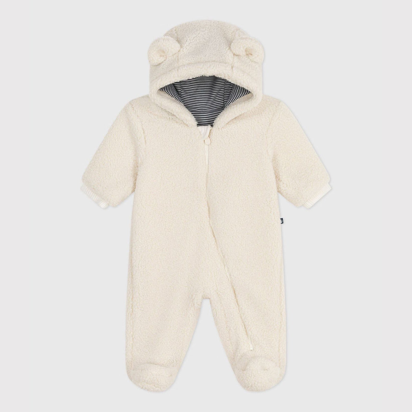 Petit Bateau-Baby sherpa snowsuit milk