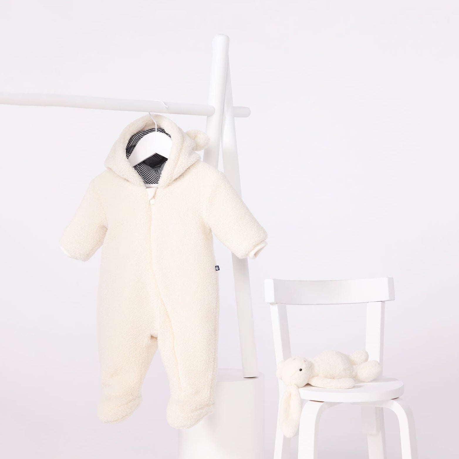 Petit Bateau-Baby sherpa snowsuit milk