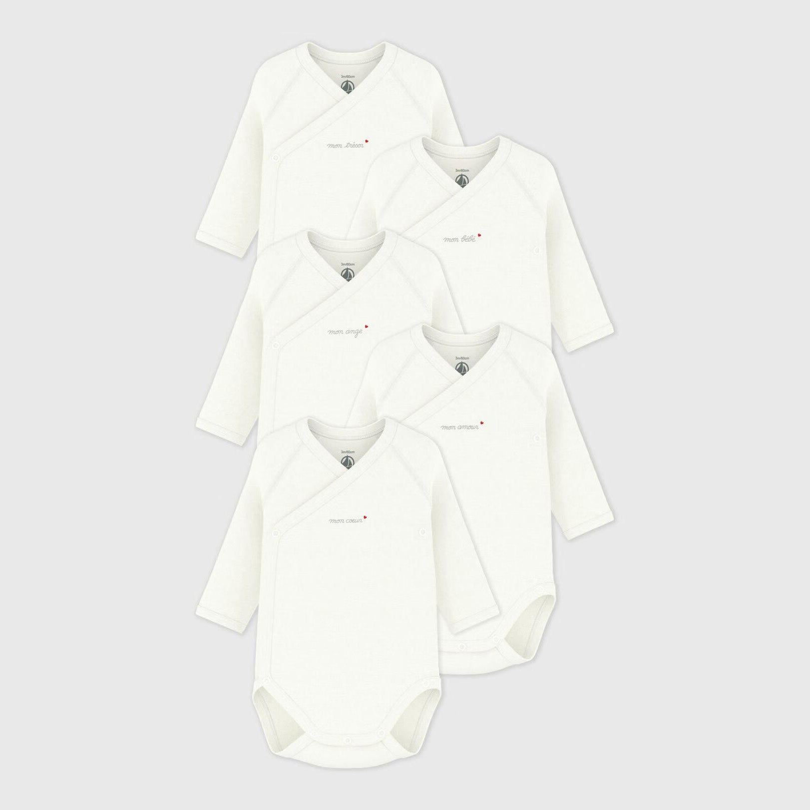 Petit Bateau-5 Newborn Bodies ML