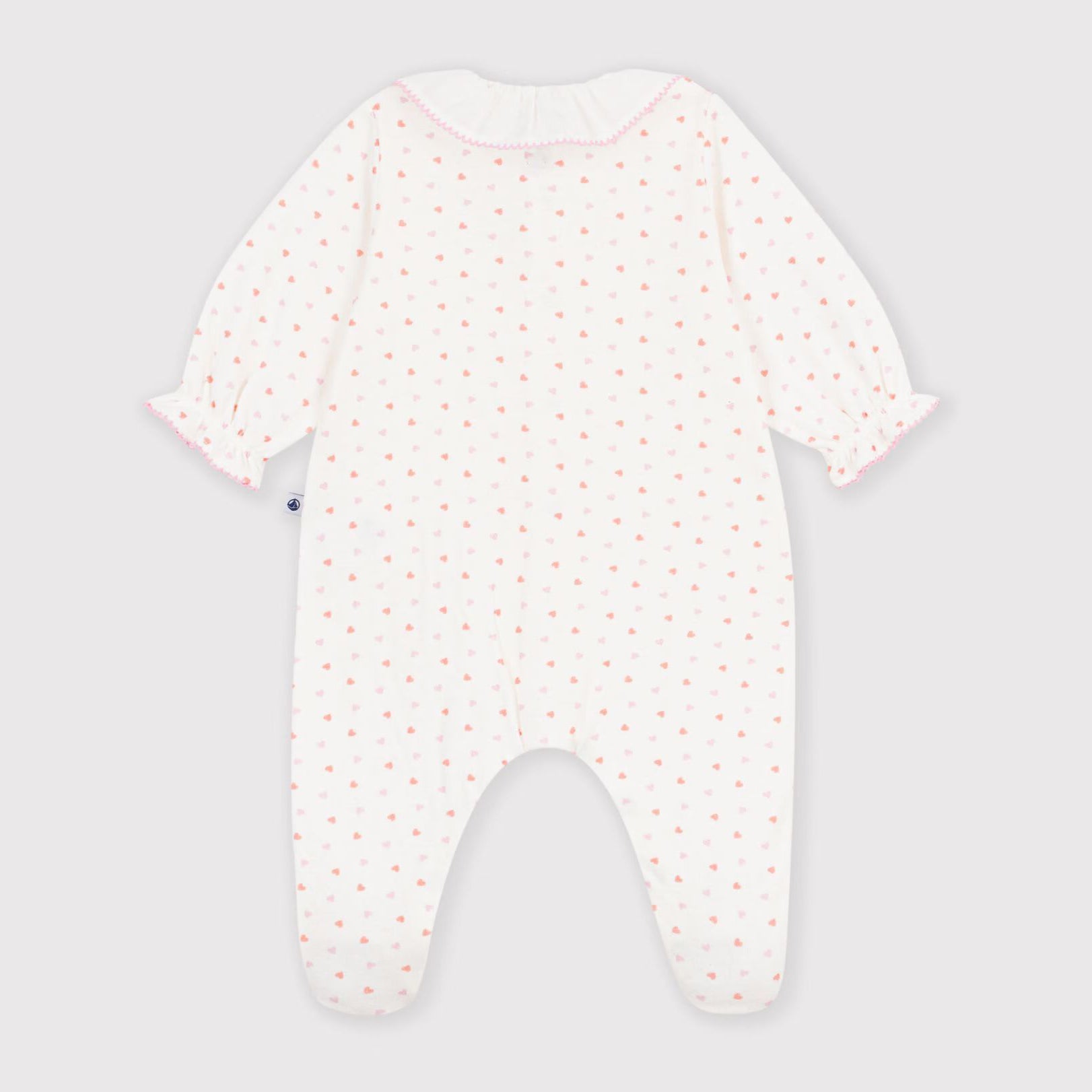 Petit Bateau-Baby Girls heart print tube knit pyjama suit white/multico