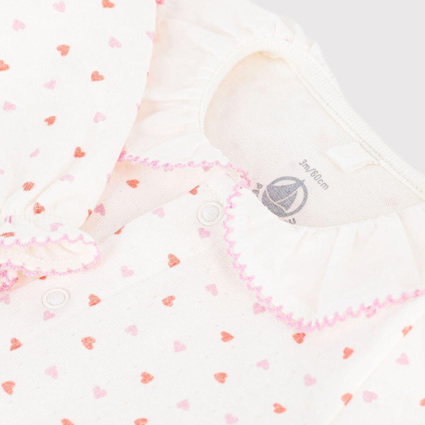 Petit Bateau-Baby Girls heart print tube knit pyjama suit white/multico