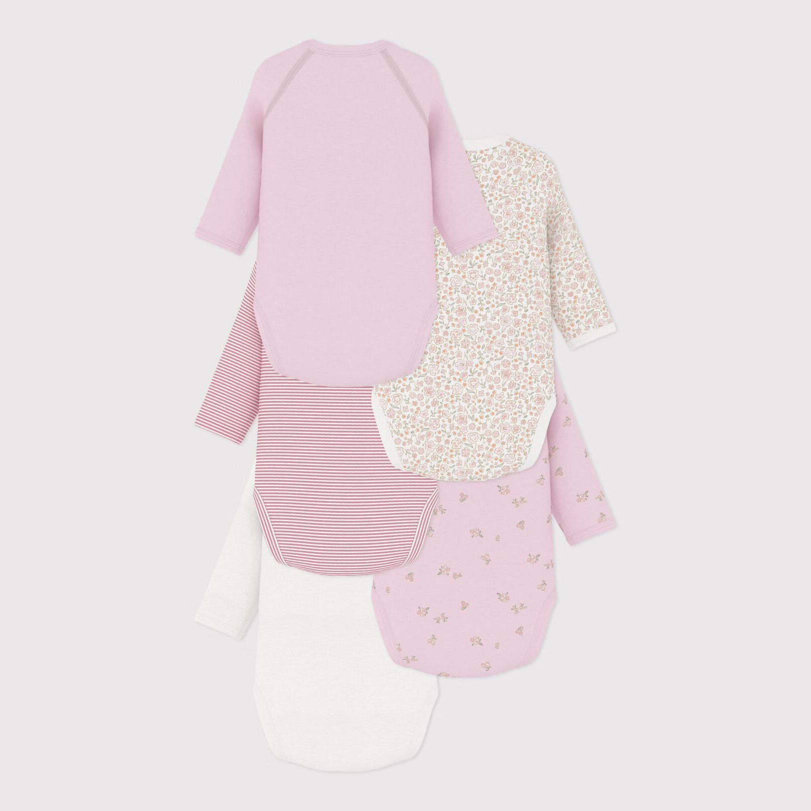 Petit Bateau-Pack of long-sleeved printed cotton wrapover bodies