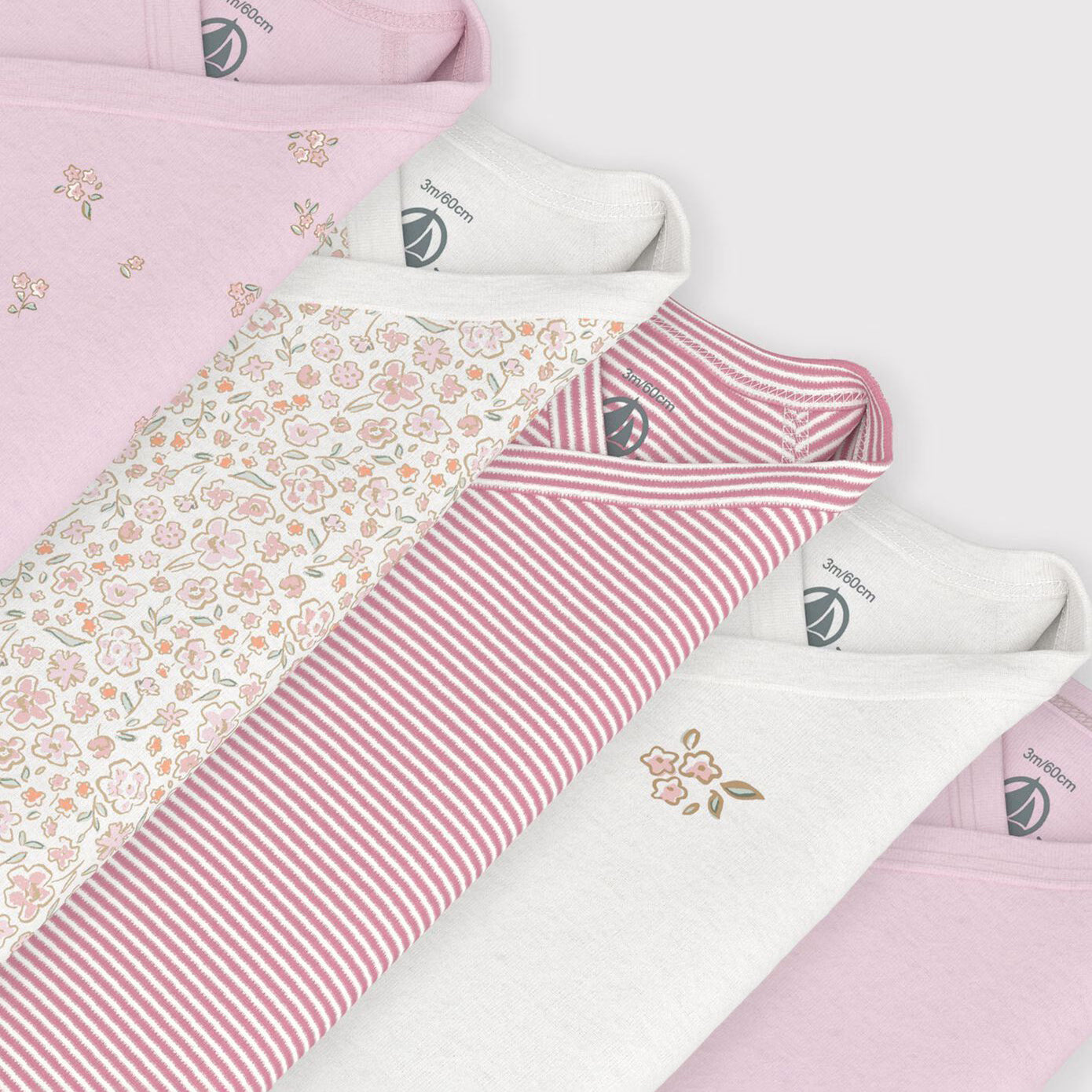 Petit Bateau-Pack of long-sleeved printed cotton wrapover bodies