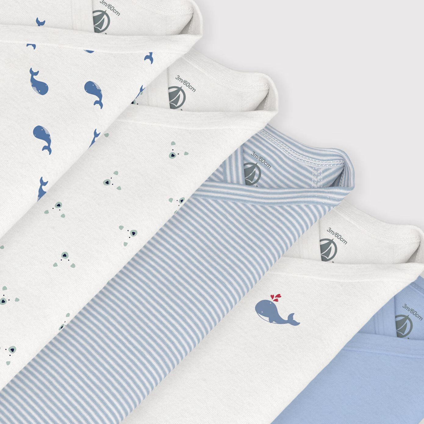 Petit Bateau-Pack of long-sleeved printed cotton wrapover bodies for babies