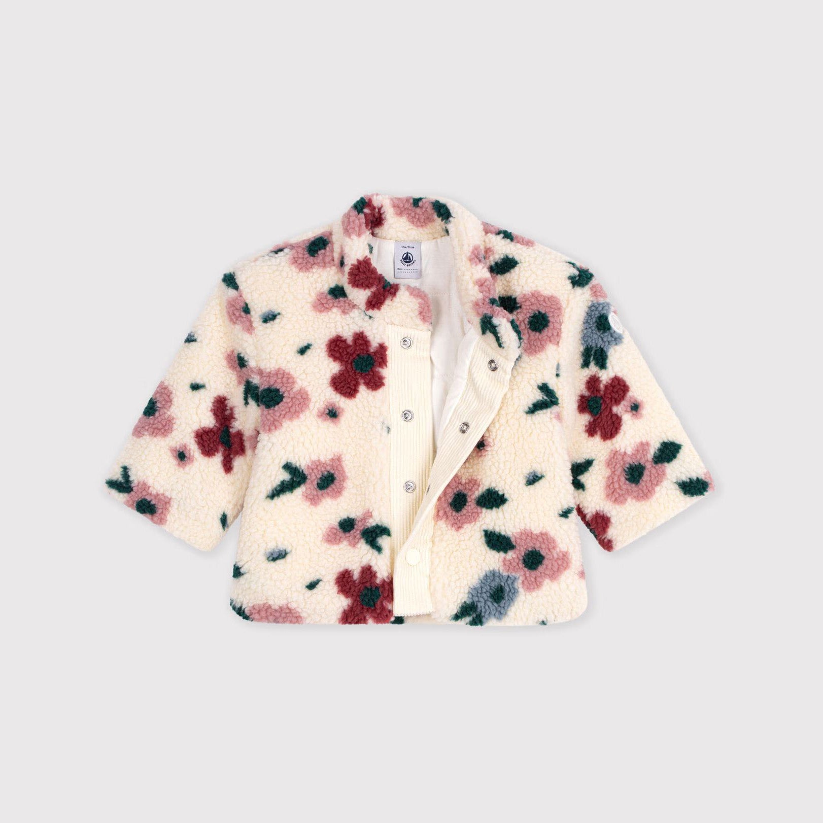 Petit Bateau-Baby Girls Veste Sherpa Milk/Multico