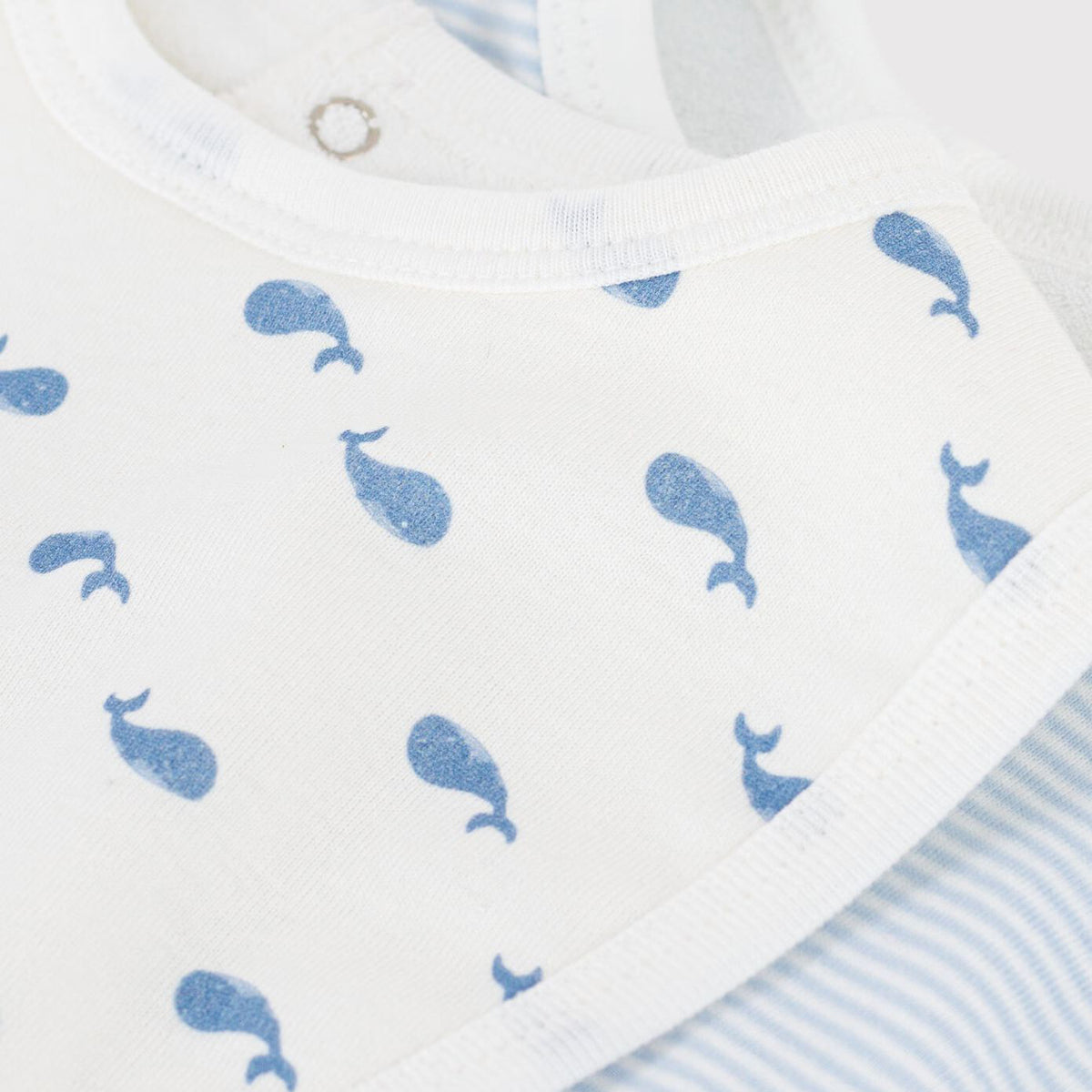 Petit Bateau-Pack of whale print cotton bibs for babies