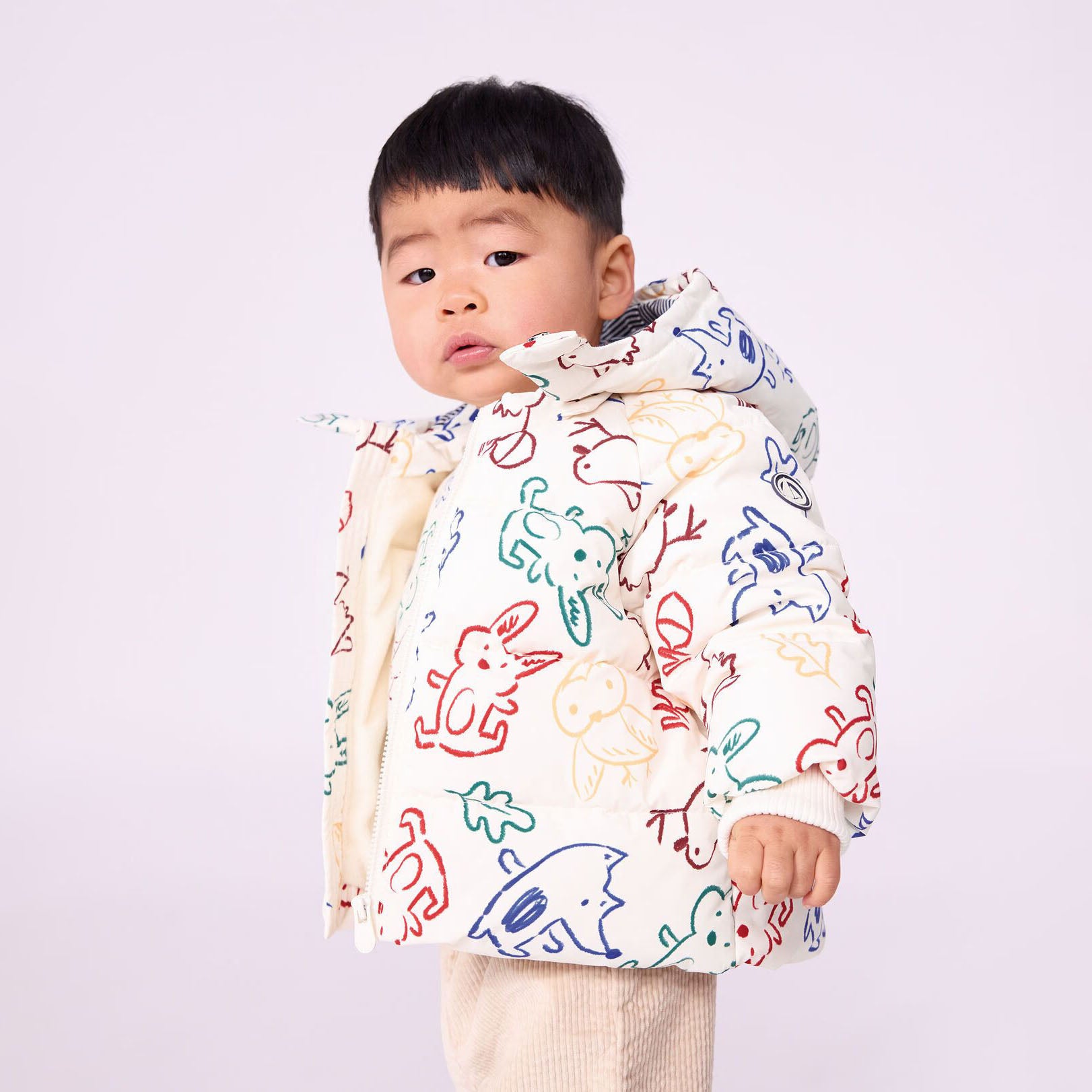 Petit Bateau-Baby Boys Doudoune Imprimee Milk/Multico