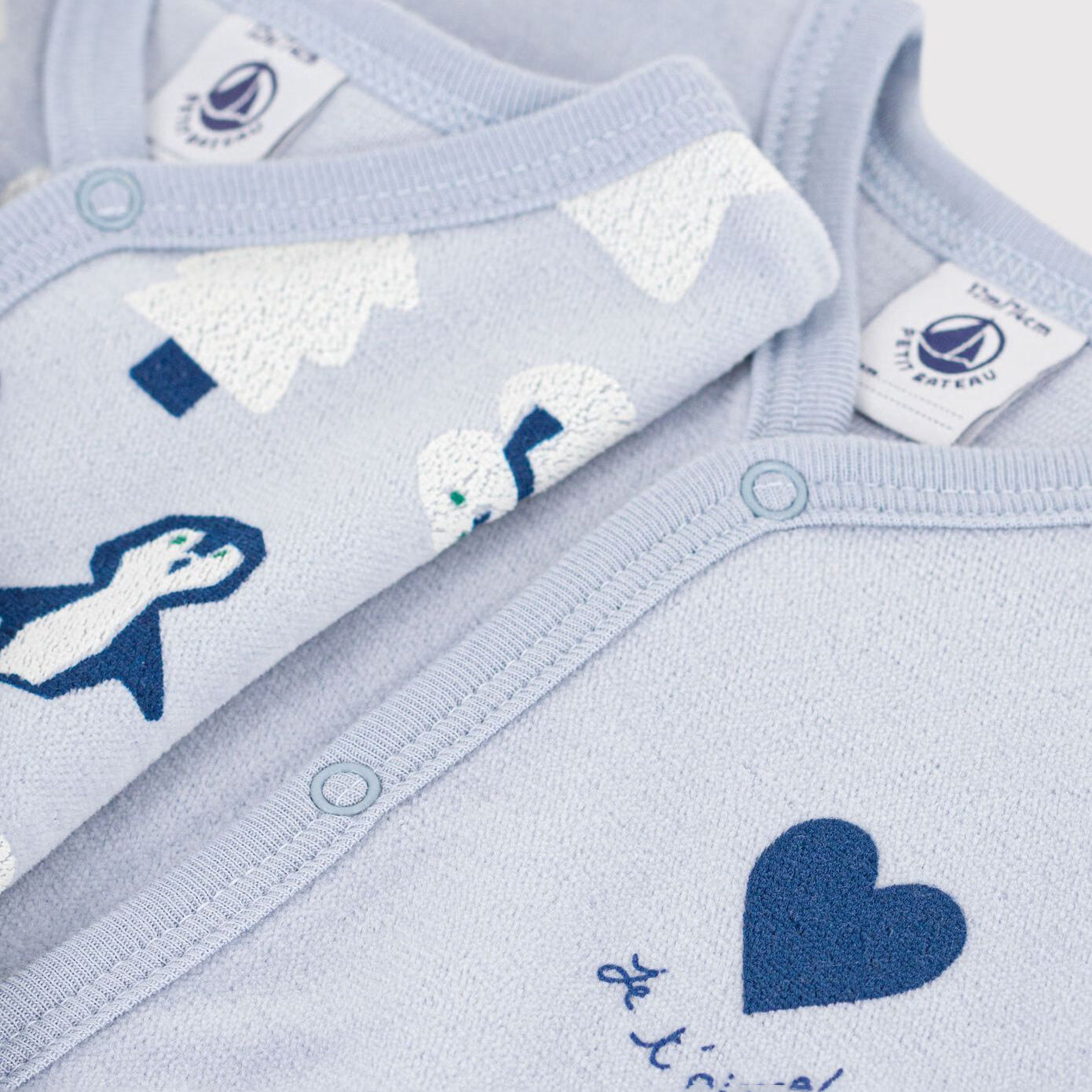 Petit Bateau-Pack of printed velour pyjamas for babies
