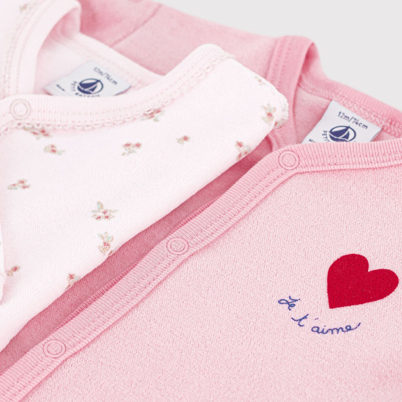 Petit Bateau-Baby Girls Pack of printed velour pyjamas for babies