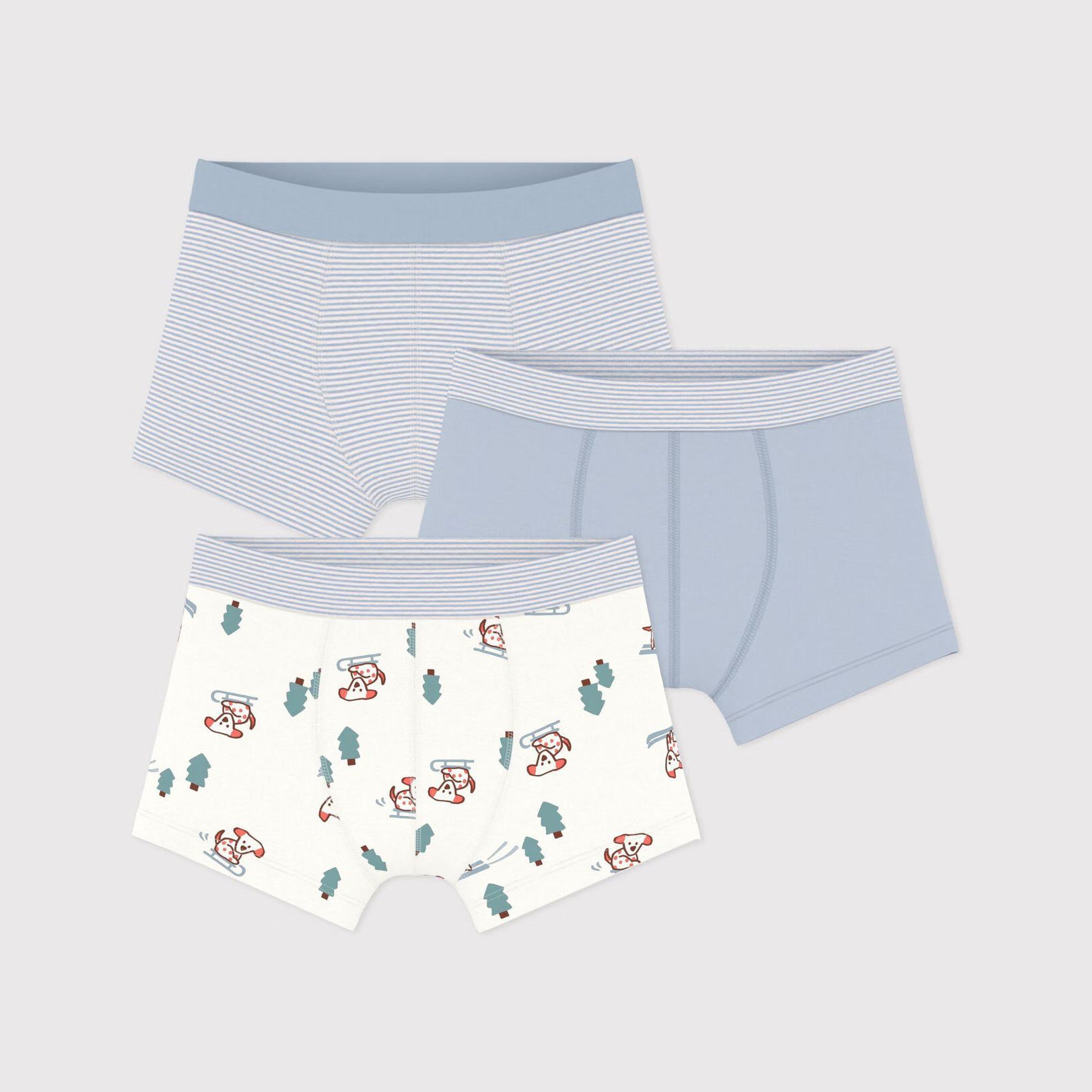 Petit Bateau-Boys 3 Boxers shorts in printed cotton multicolor