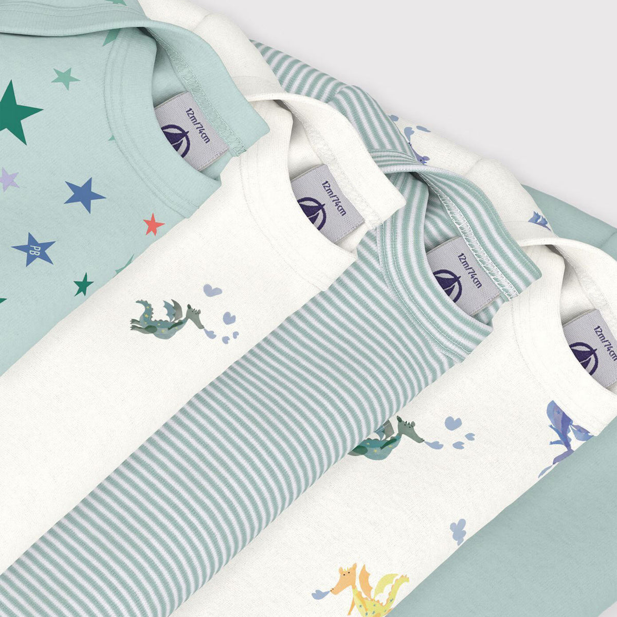 Petit Bateau-Baby 5 Bodies US ML
