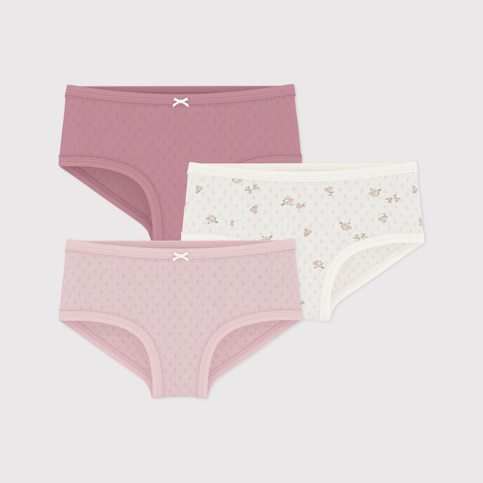 Petit Bateau-girls high-waisted pants in openwork cotton