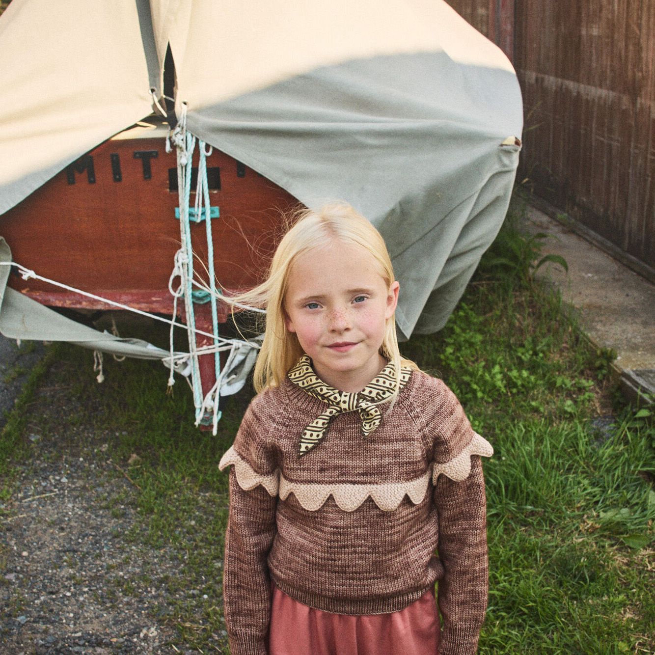 Misha & Puff-Scallop Yoke Sweater Affogato