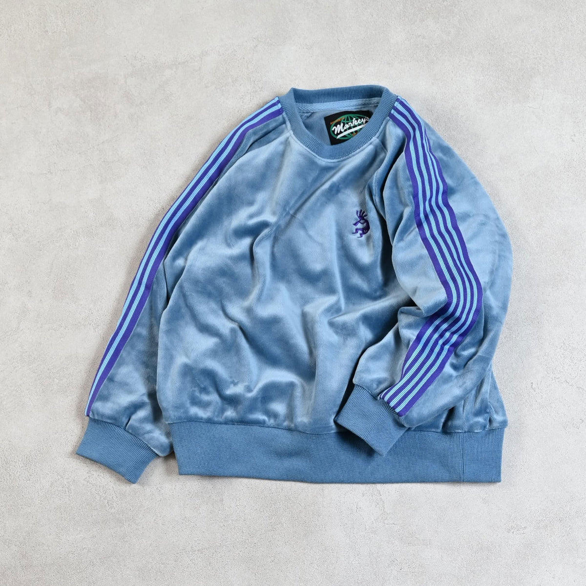Markey's-Velour Track Pullover Light Blue