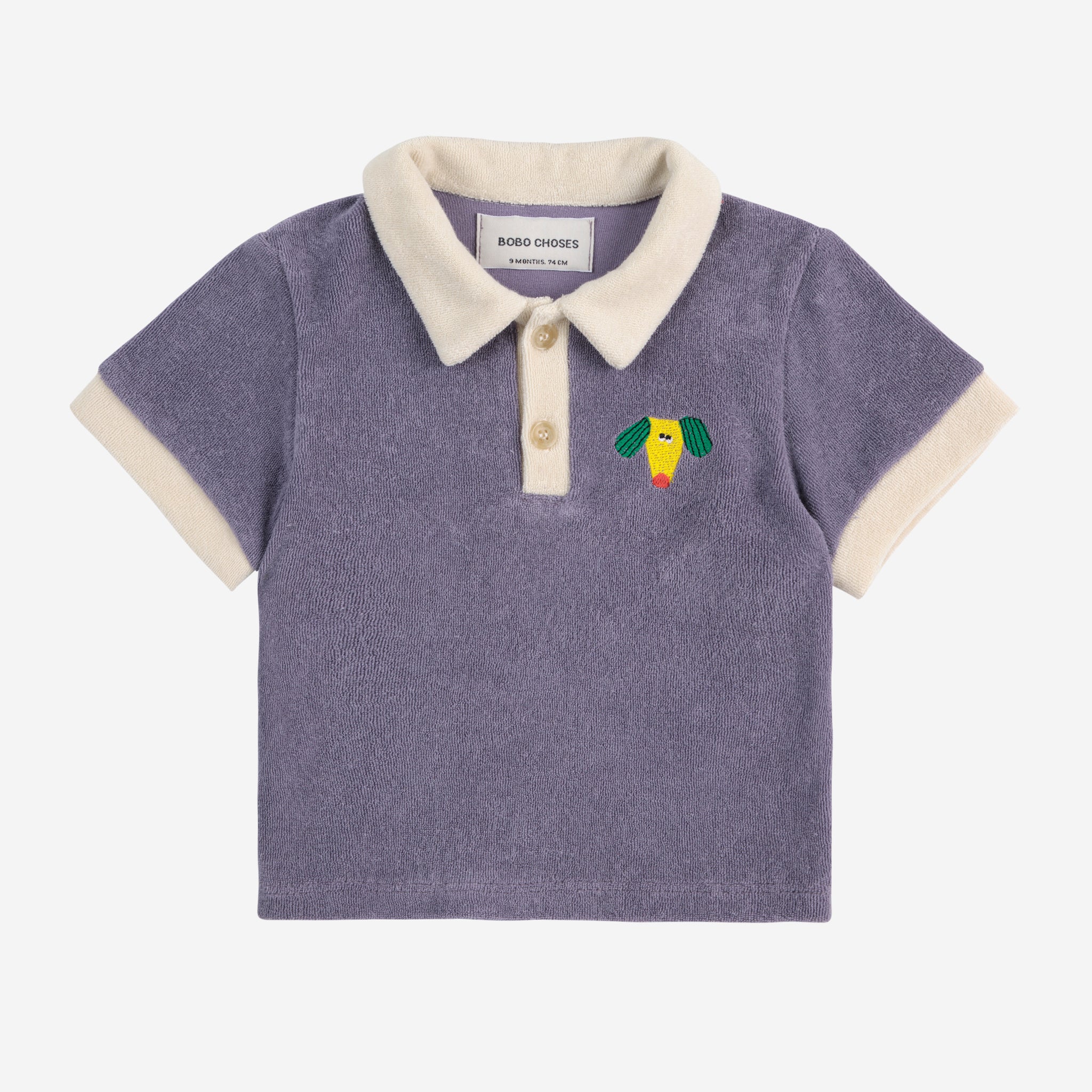 Bobo Choses-Baby Blue Navy Happy Dog Terry Cloth Polo