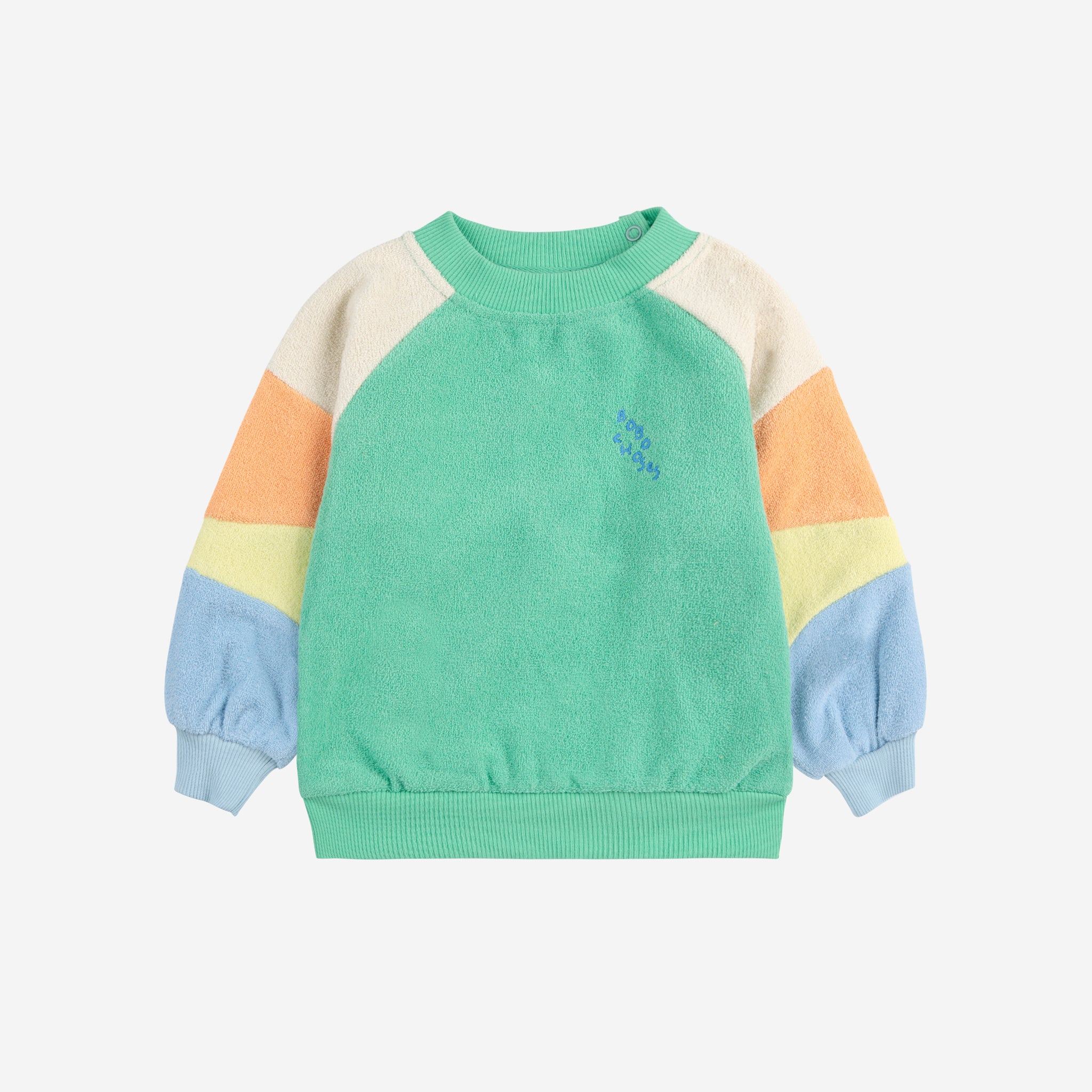 Baby Boys Green Color Block Terry Cloth Sweatshirt