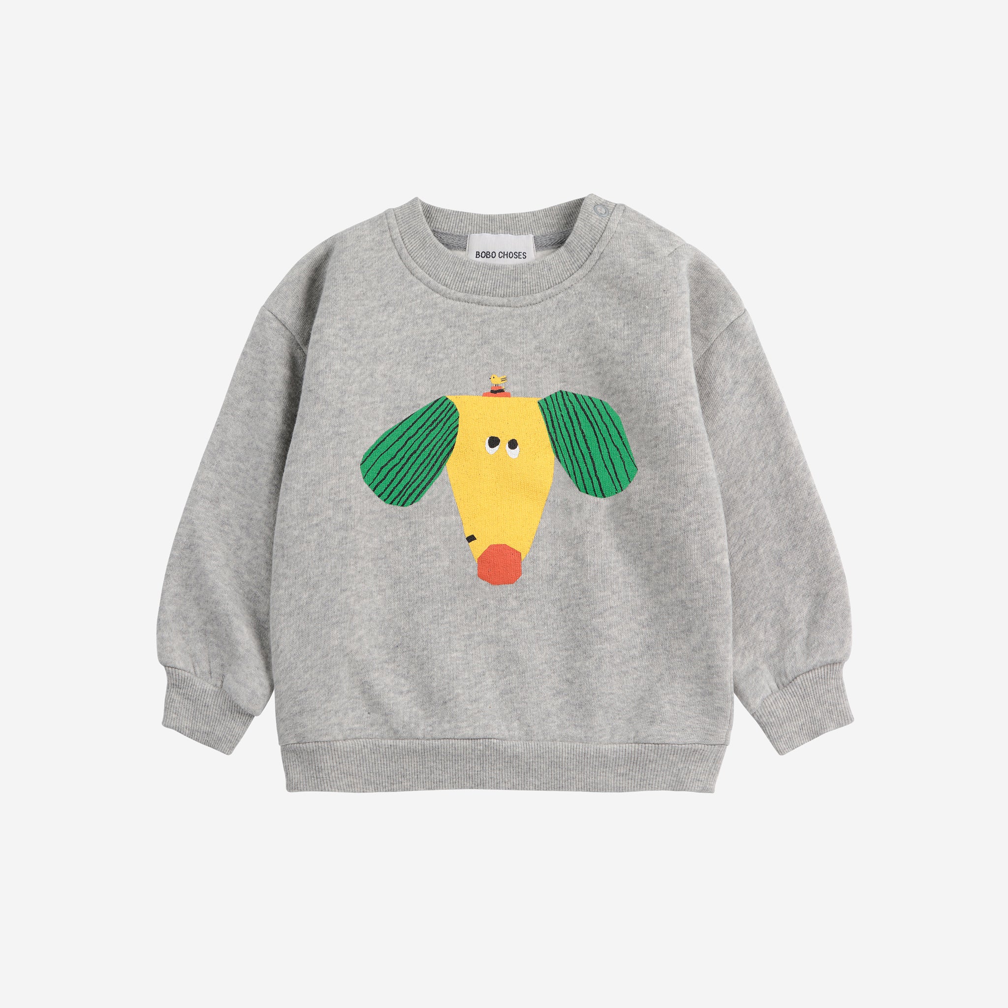 Bobo Choses-Grey Cotton Happy Dog Sweatshirt