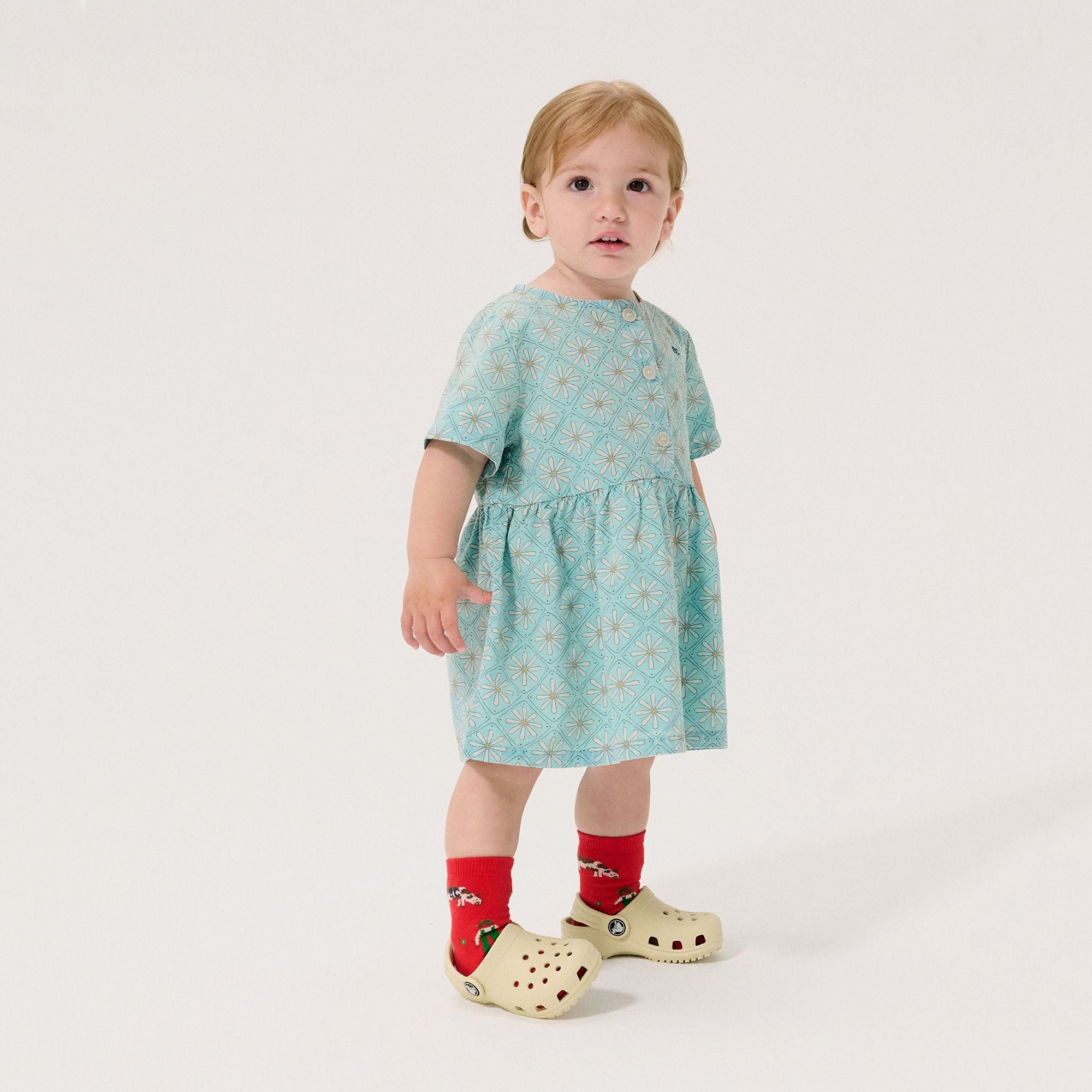 Bobo Choses-Baby Daisy Mosaic All Over Woven Dress Light Blue