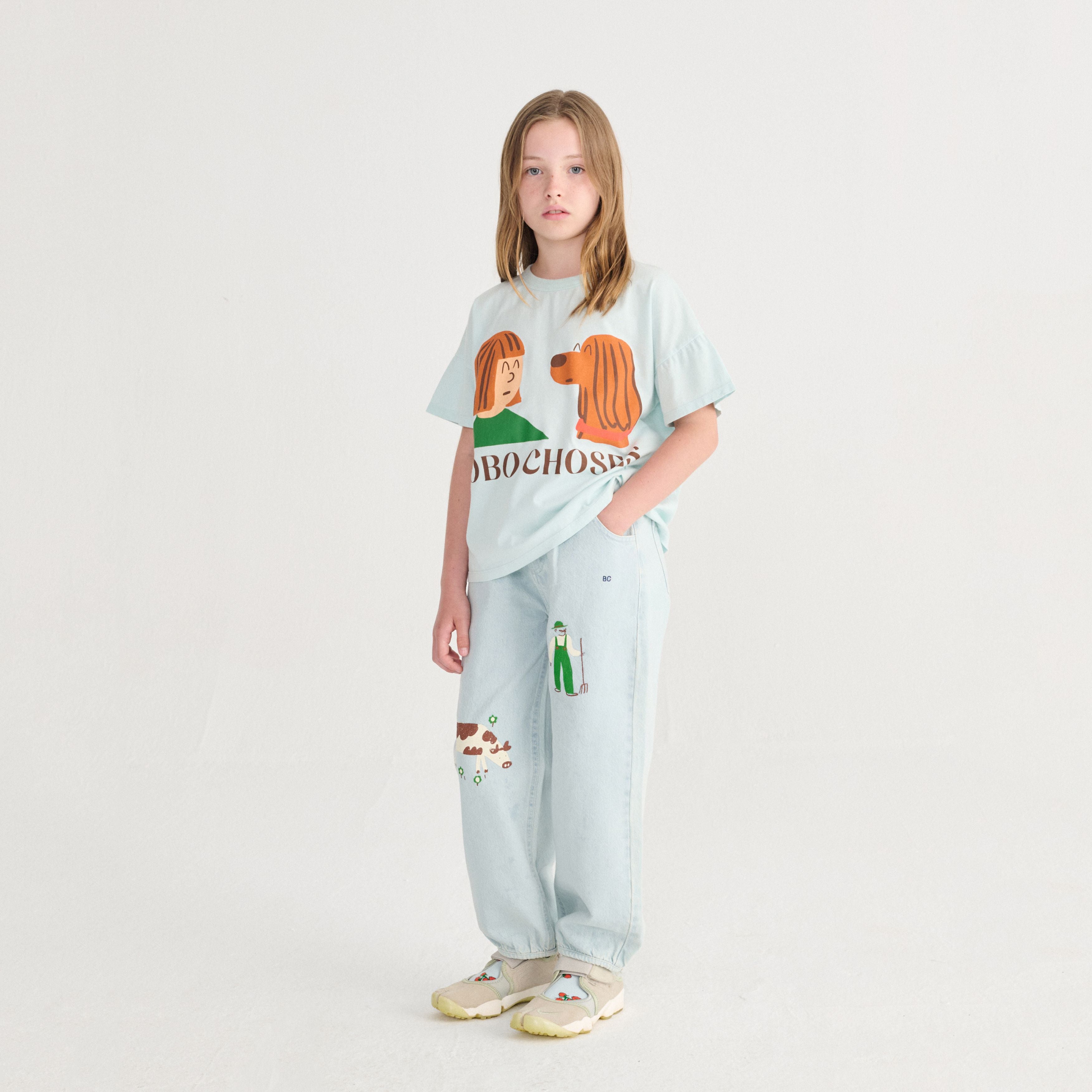 Bobo Choses-Kid Friends In A Pickle T-Shirt Light Blue