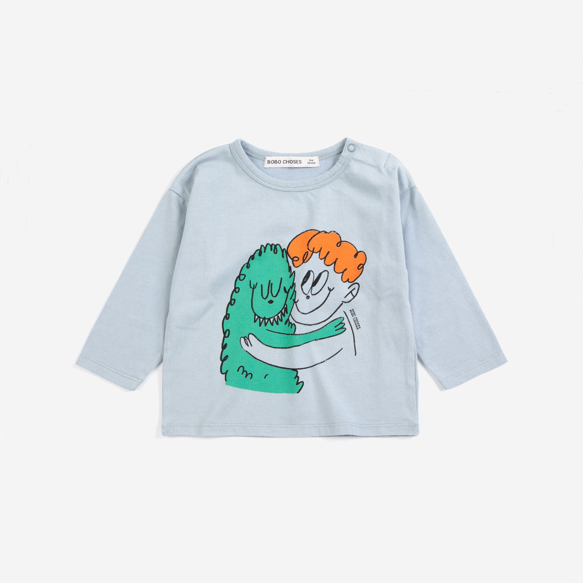 Bobo Choses-Baby Hug Hairy Monster T-Shirt Light Blue