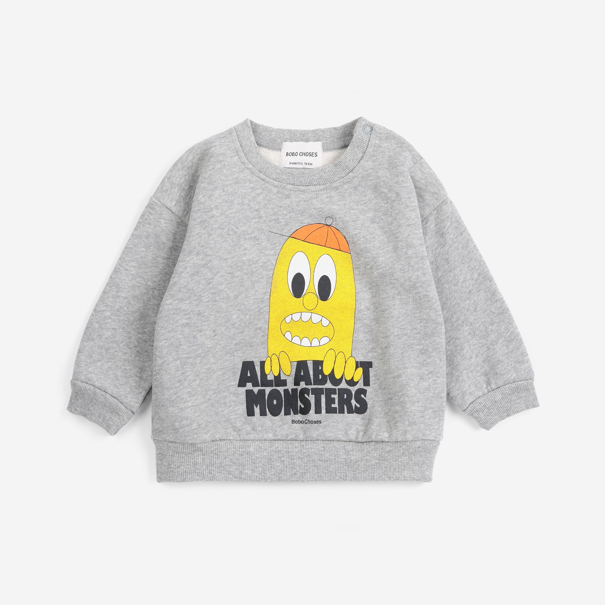 Bobo Choses-Baby Bigtooth Lemon Sweatshirt Light Heather Grey