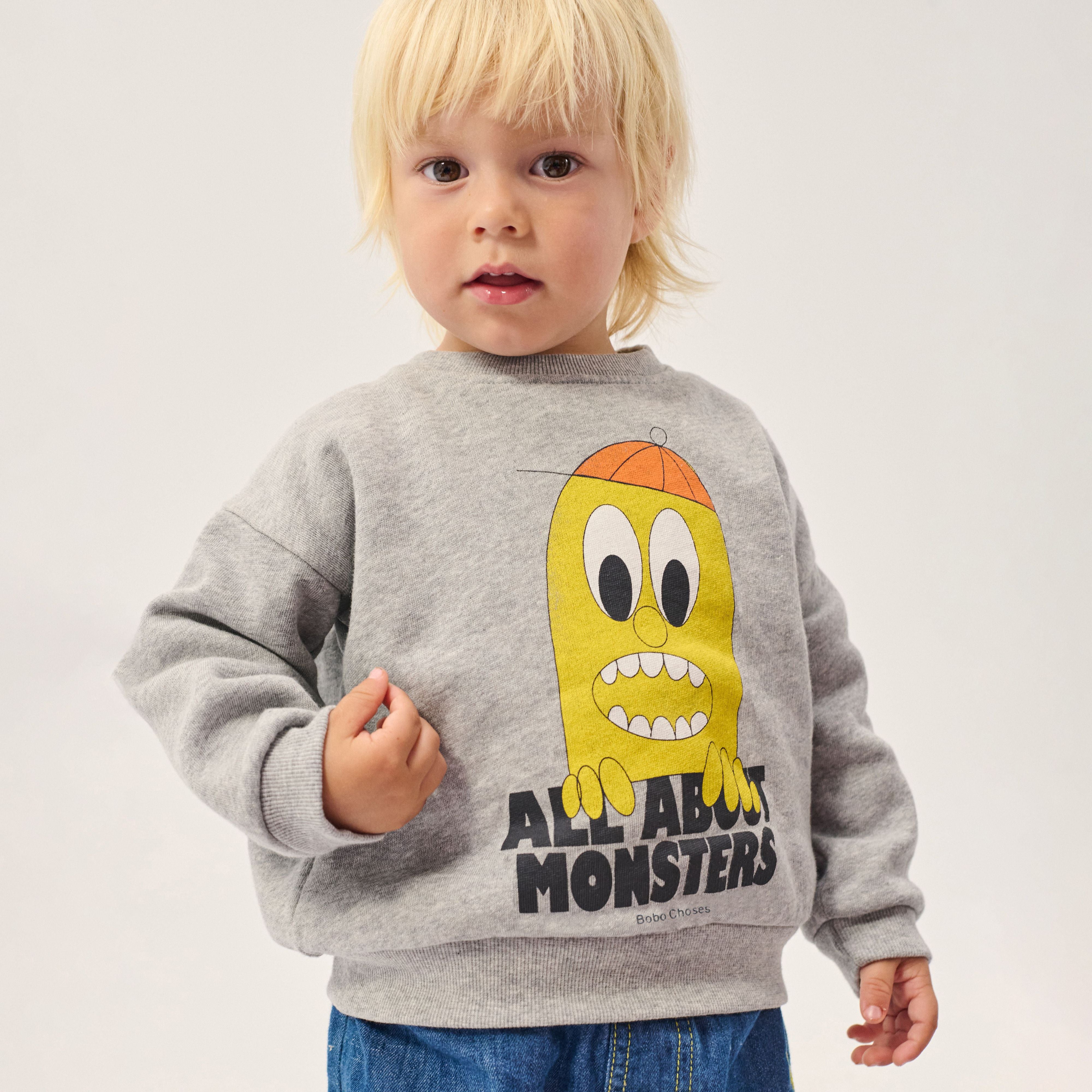 Bobo Choses-Baby Bigtooth Lemon Sweatshirt Light Heather Grey