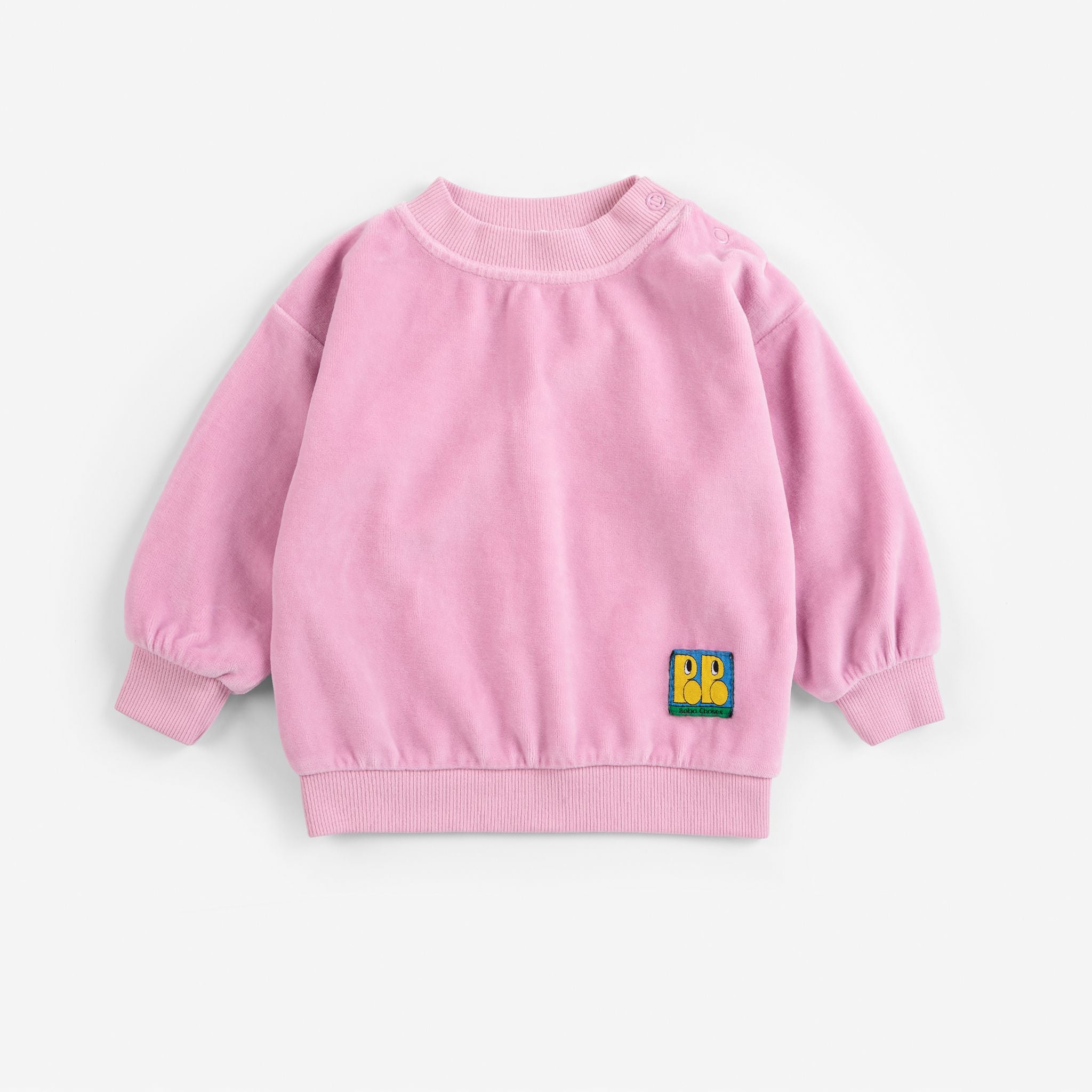 Bobo Choses-Baby Booo Bo Choses Tag Velvet Sweatshirt Pink