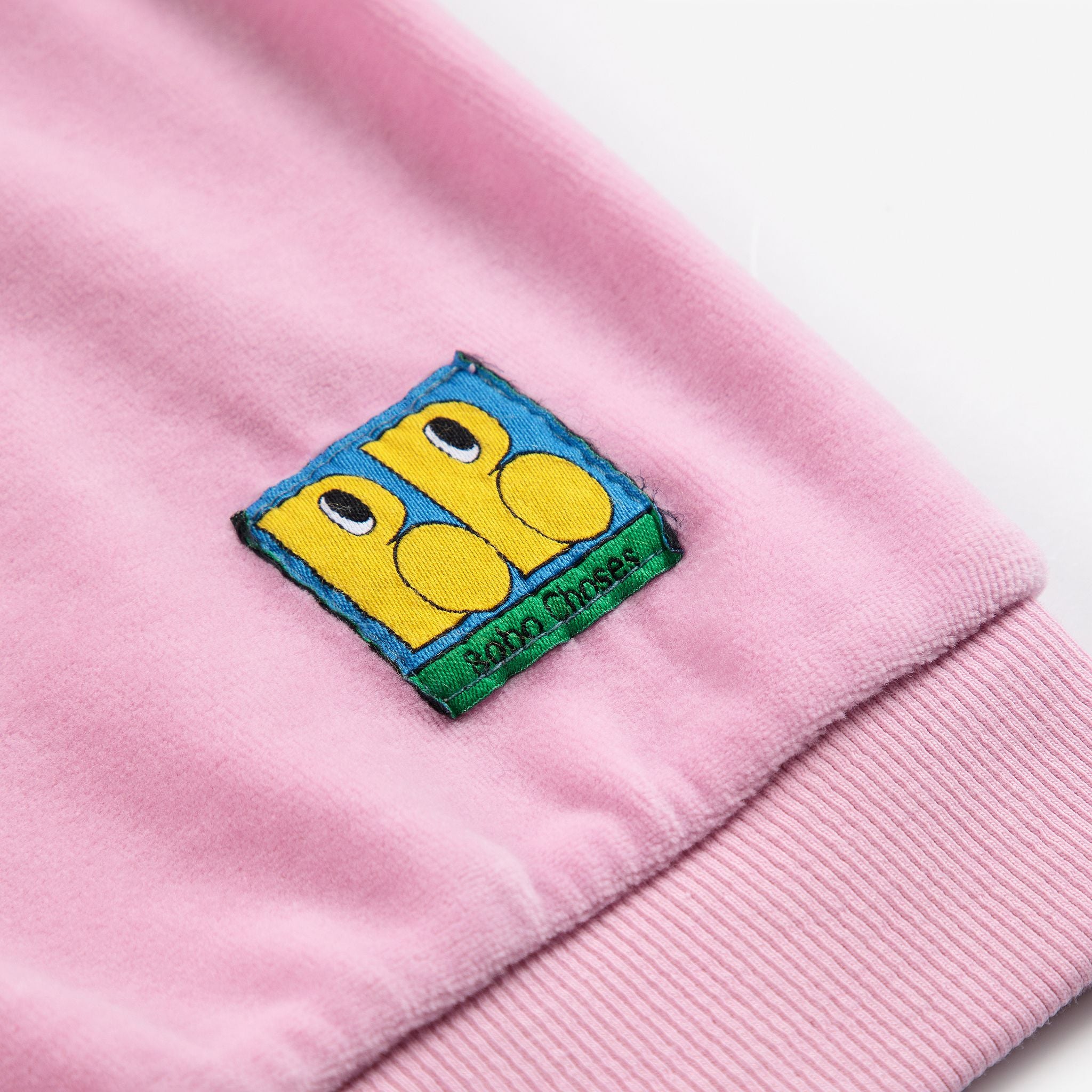 Bobo Choses-Baby Booo Bo Choses Tag Velvet Sweatshirt Pink