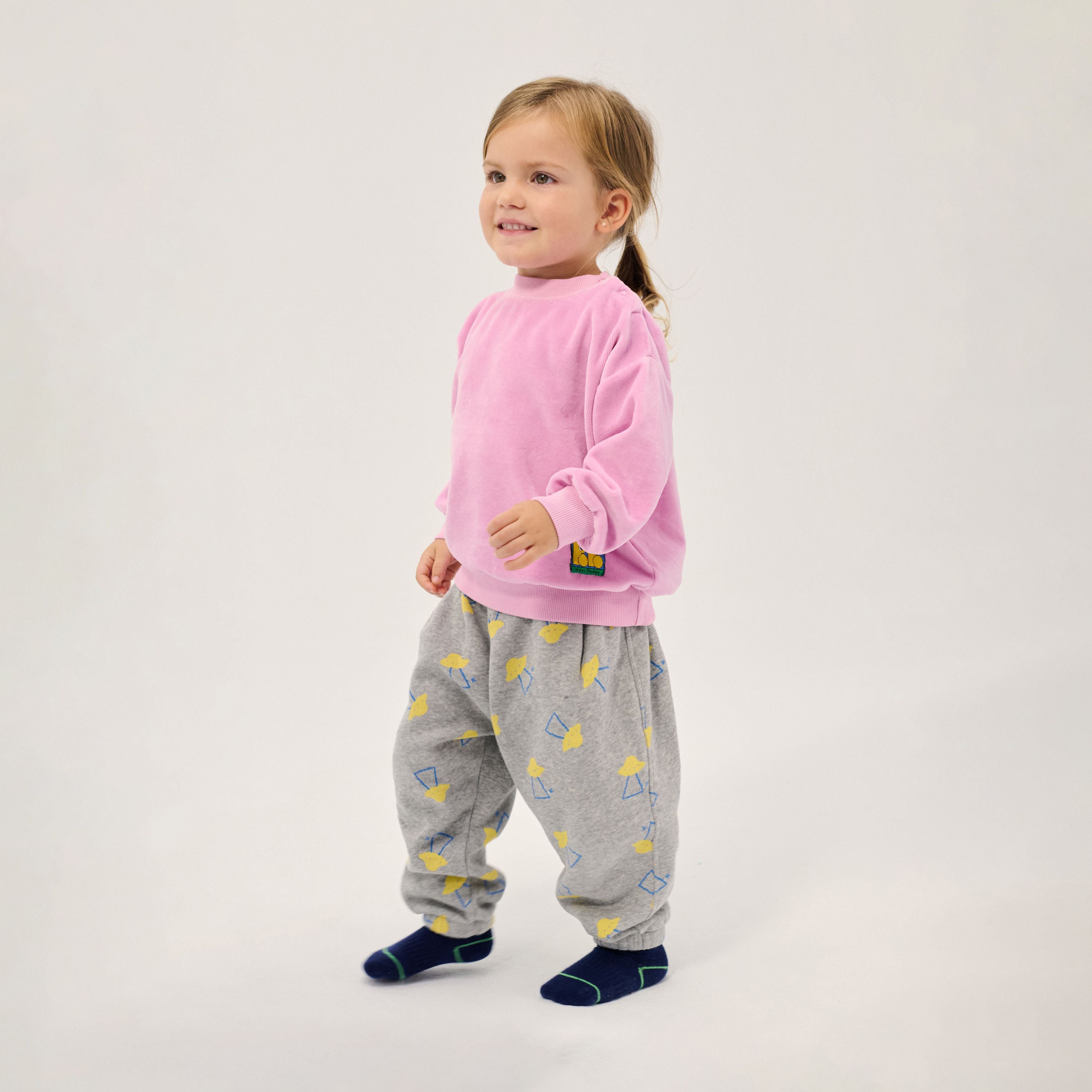 Bobo Choses-Baby Booo Bo Choses Tag Velvet Sweatshirt Pink