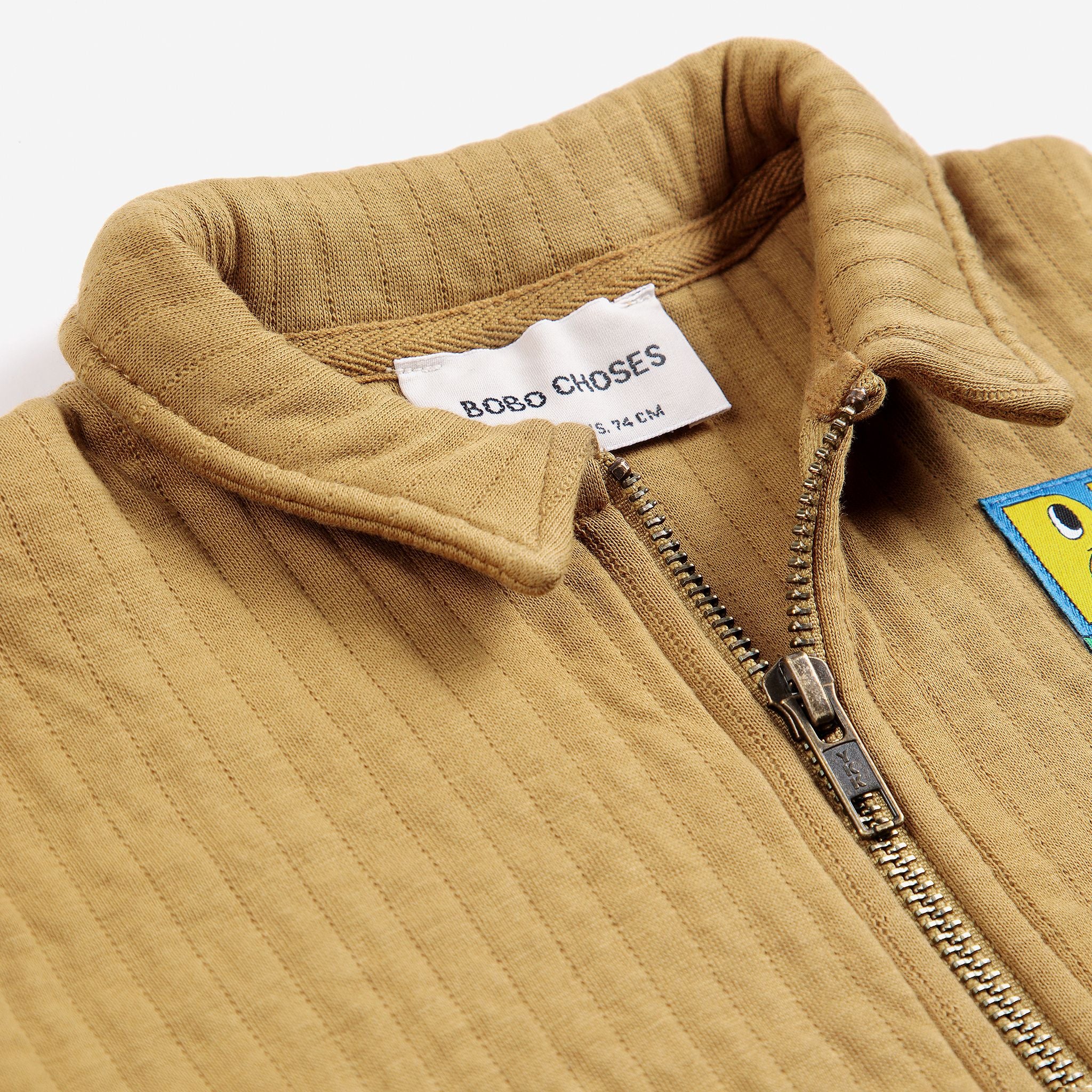 Bobo Choses-Baby Booo Bo Choses Tag Quilted Zipped Sweatshirt Khaki