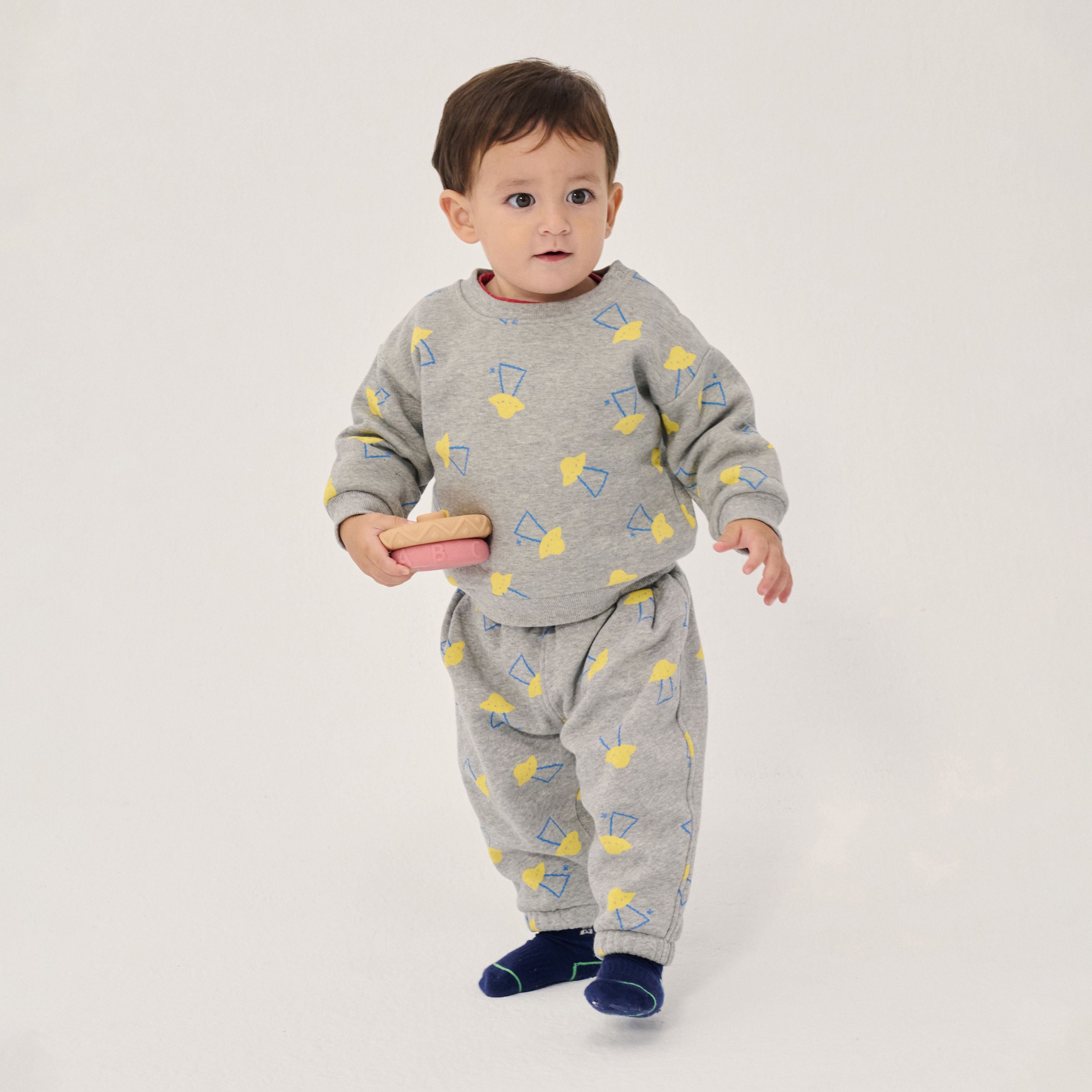Bobo Choses-Baby Pixel Abduction All Over Jogging Pants Light Heather Grey