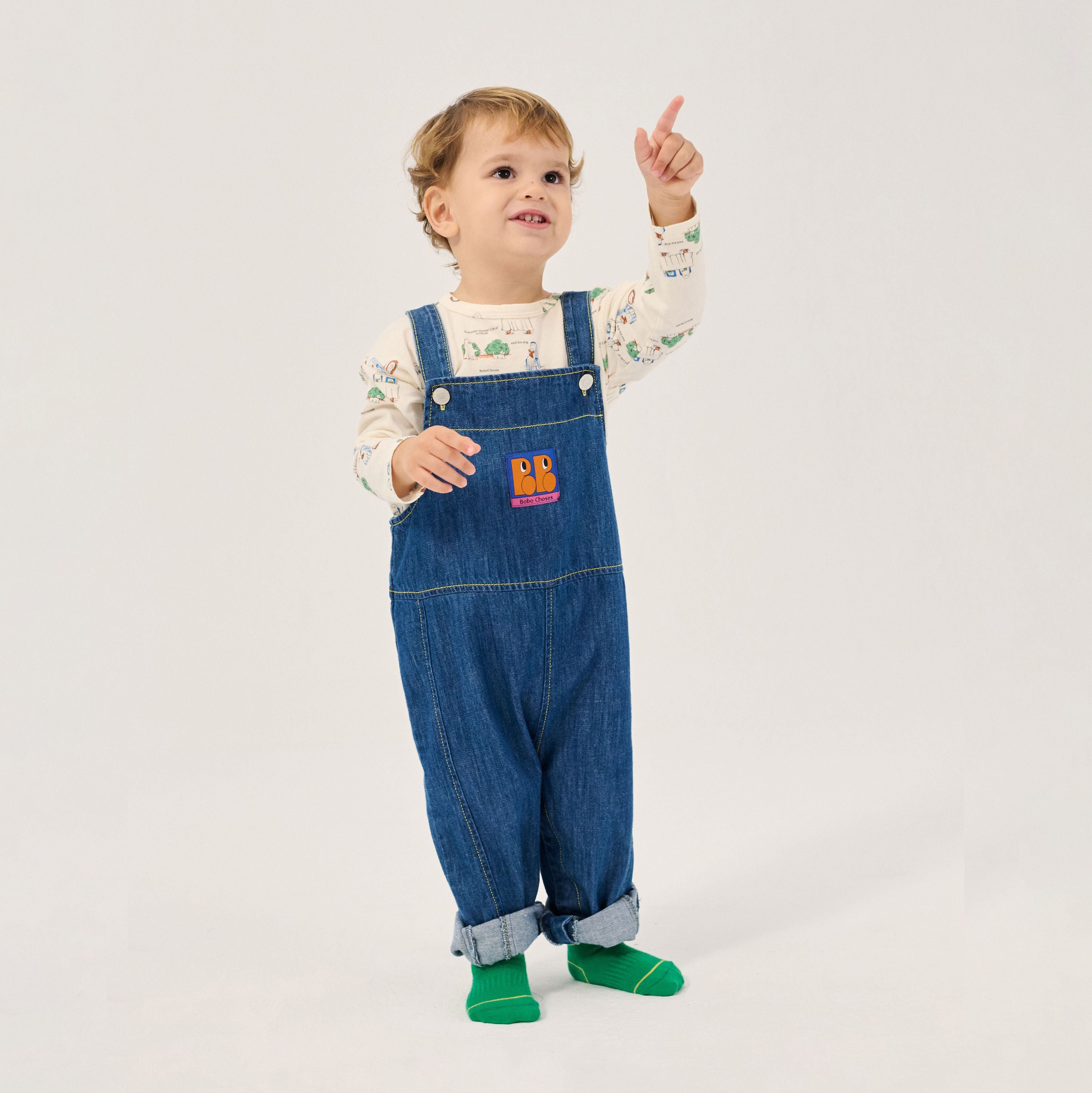 Bobo Choses-Baby Booo Bo Choses Tag Denim Overall Midnight Blue