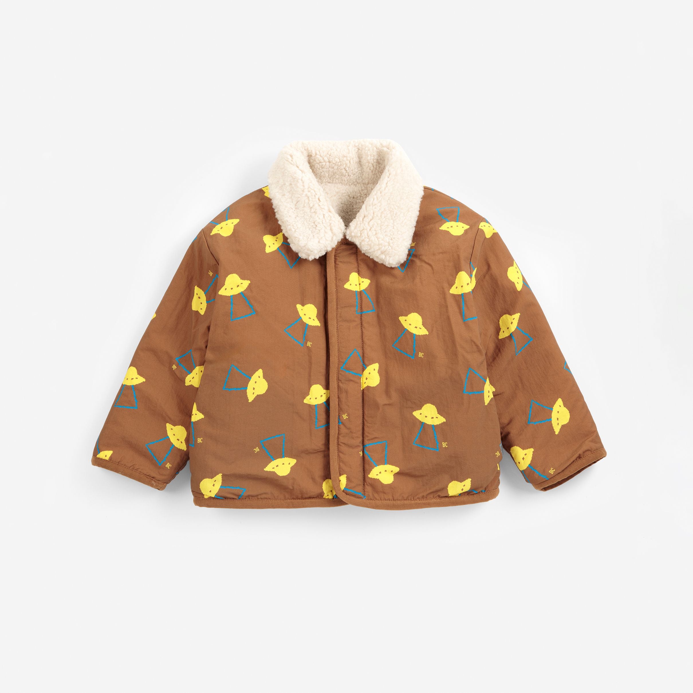 Bobo Choses-Baby Pixel Abduction Sheepskin Reversible Jacket Brown