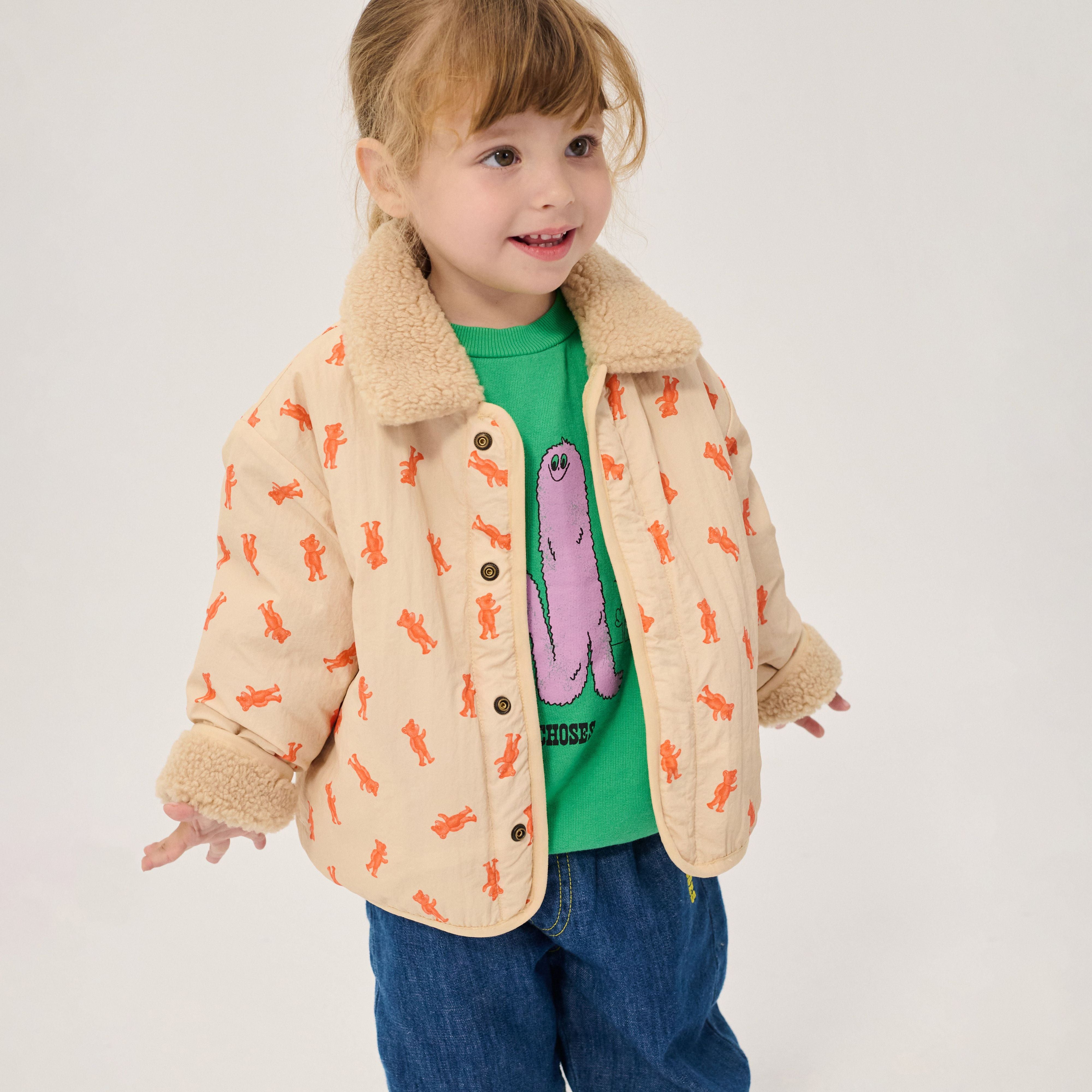 Bobo Choses-Baby Softpaw Monster Sheepskin Reversible Jacket Light Pink