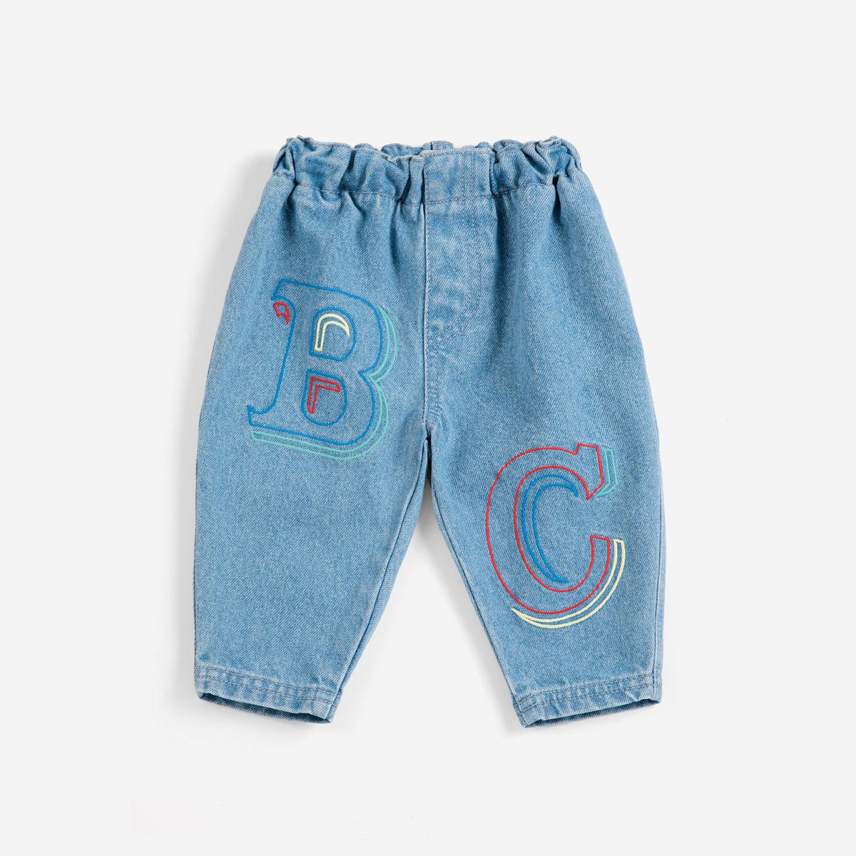 Bobo Choses-Baby B.C. Embossed Denim Pants Blue