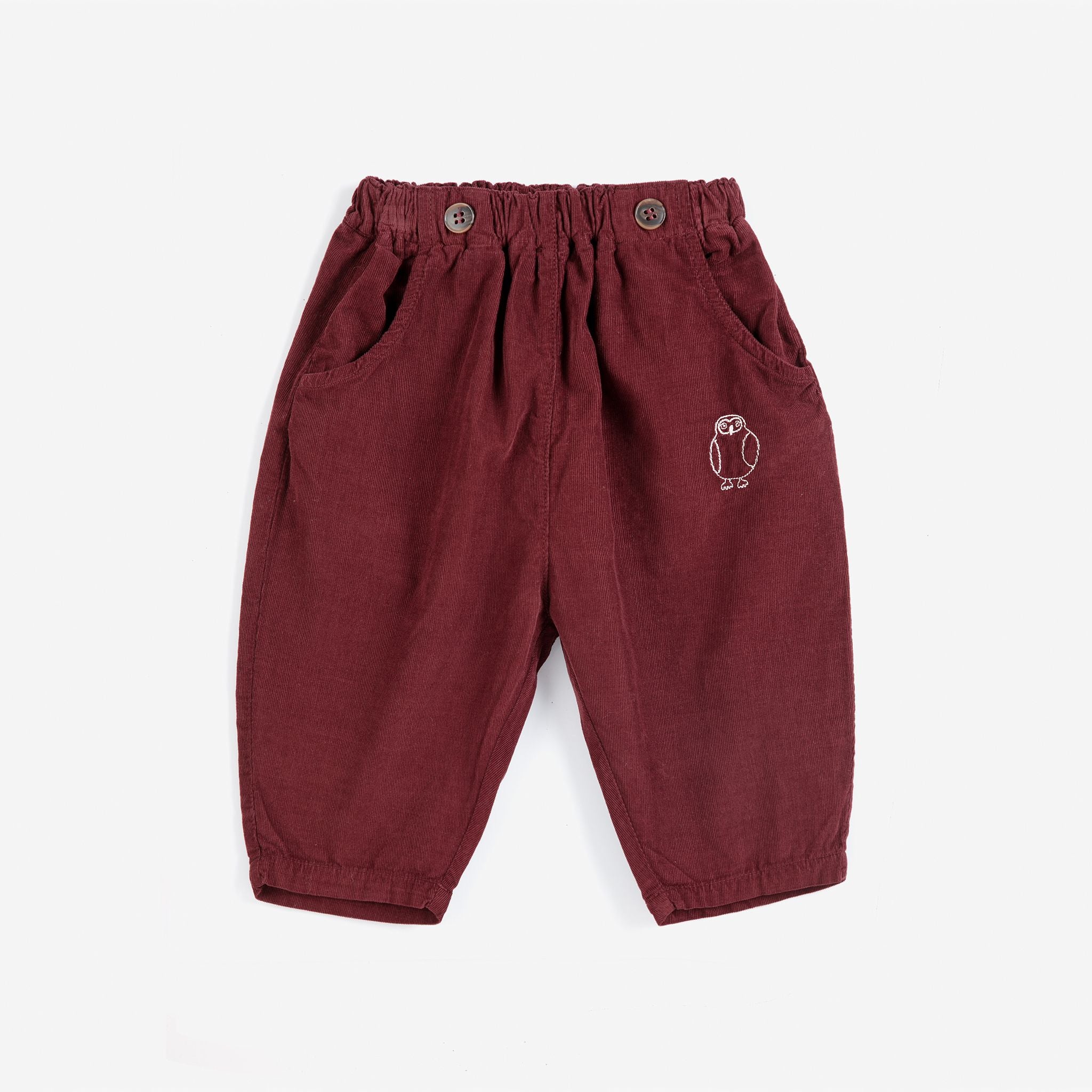 Bobo Choses-Baby Curious Owl Corduroy Pants Burgundy Red